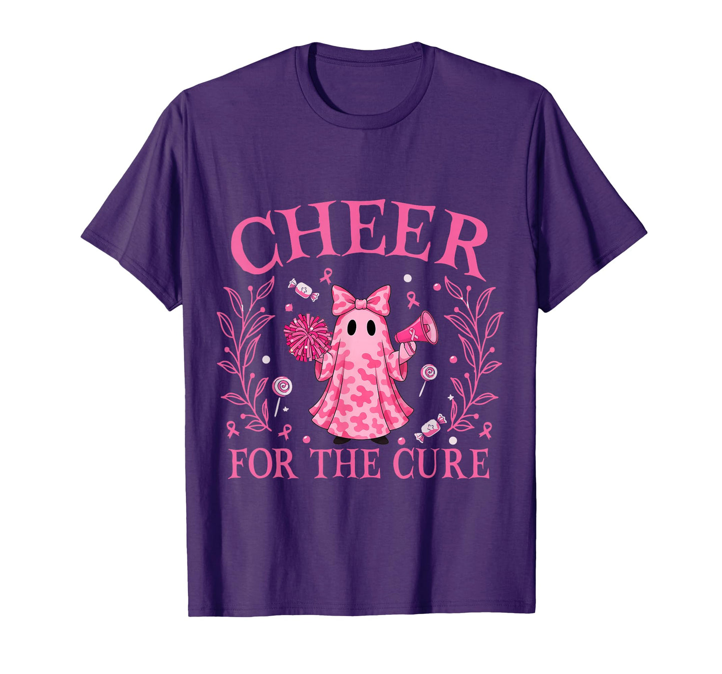 Cheer for The Cure Breast Cancer Awareness Ghost Halloween T-Shirt