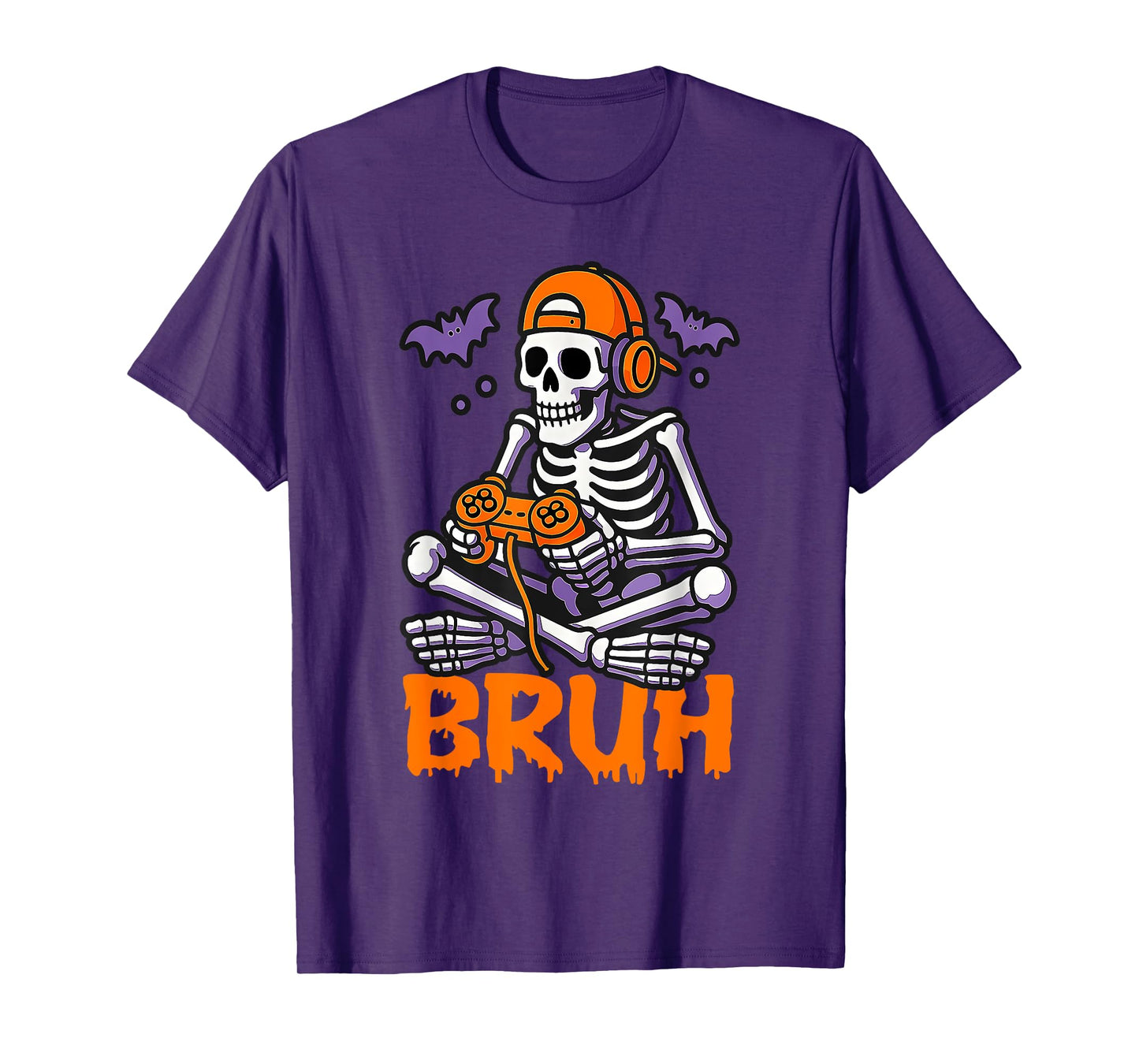 Bruh Halloween Gamer Men Boys Kids Skeleton Video Gaming T-Shirt