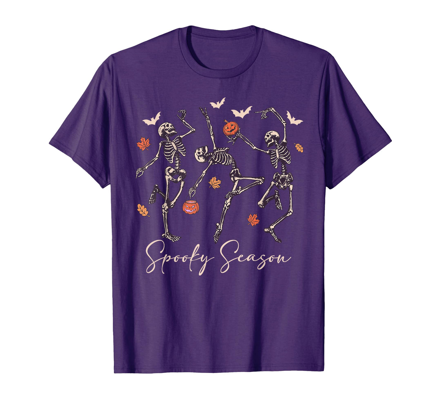 Funny Dancing Skeleton Halloween Pumpkin Spooky Season T-Shirt