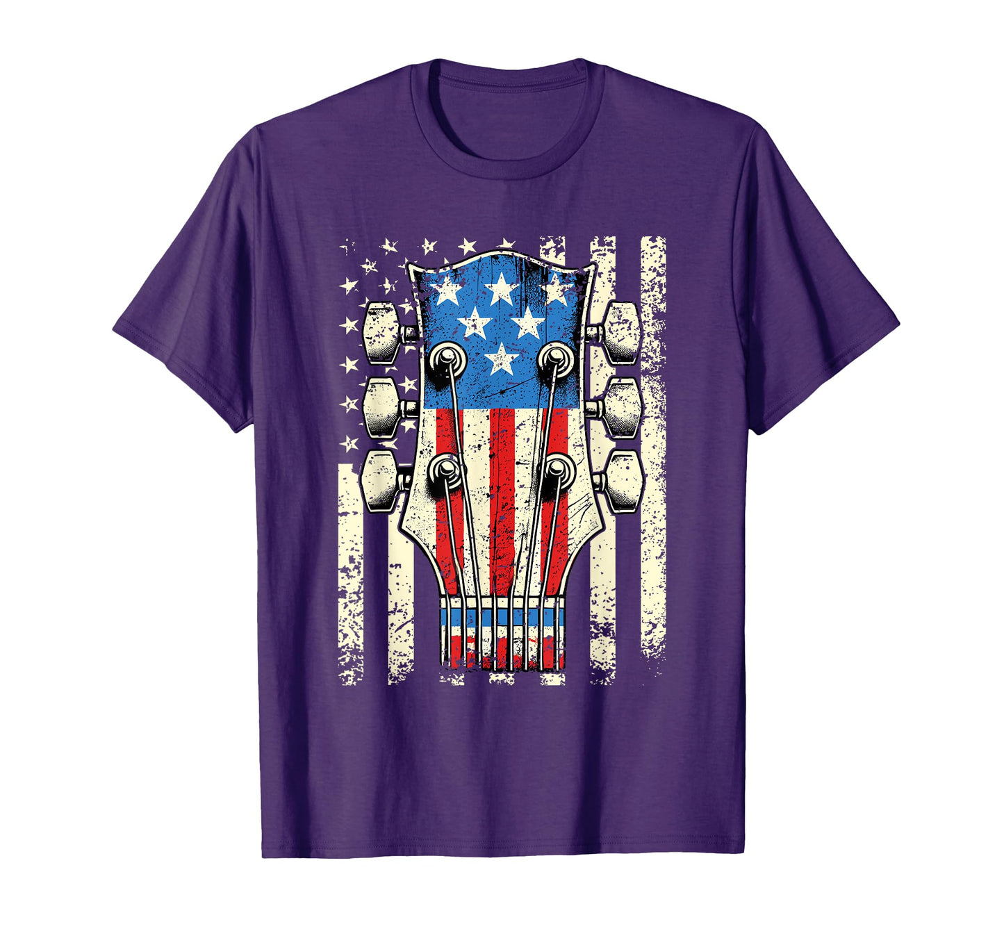 American Flag Electric Bass Guitar Player Musician Vintage T-Shirt