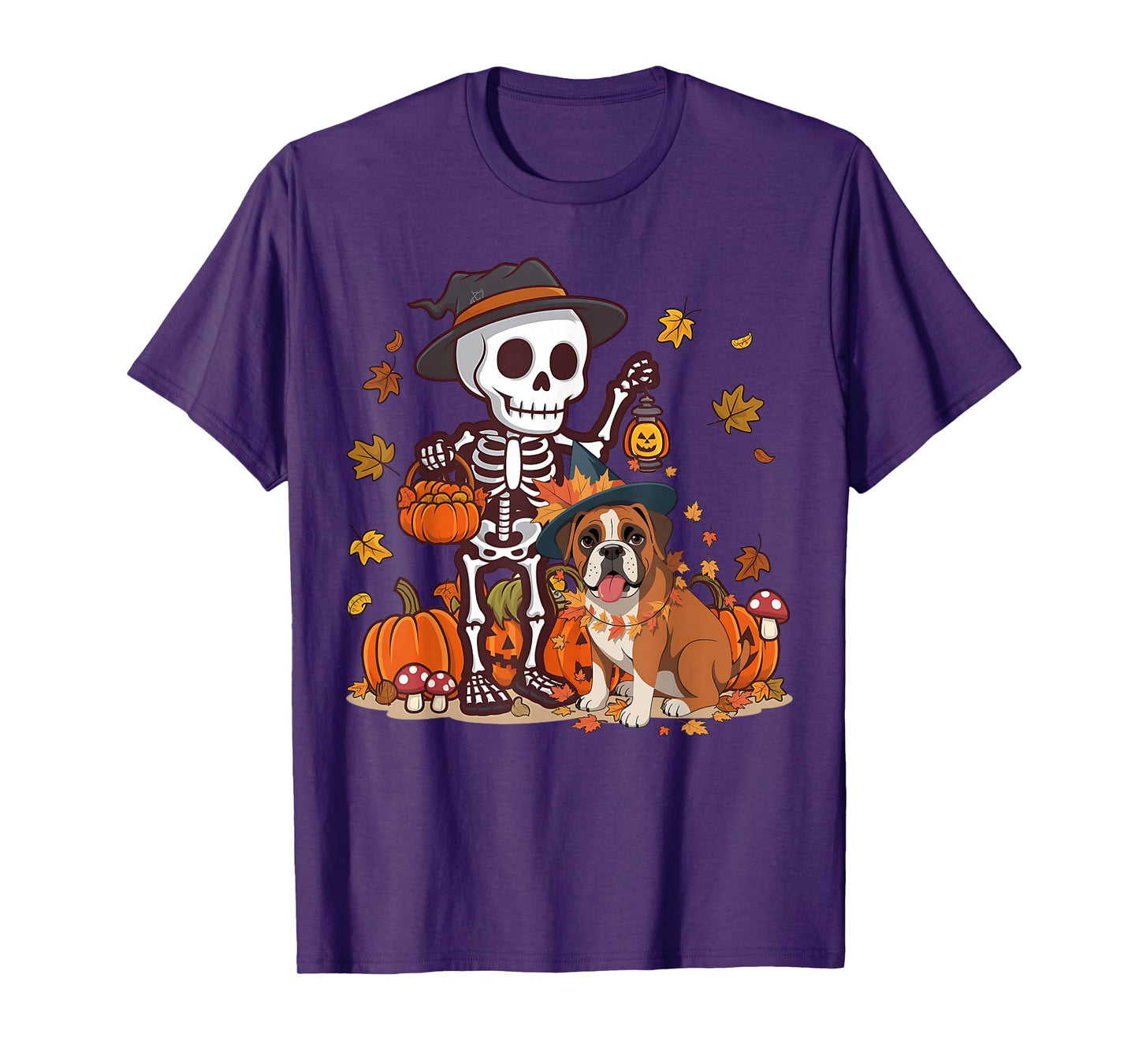 Funny Boxer Skeleton Spooky Dog Lover Men Women Halloween T-Shirt