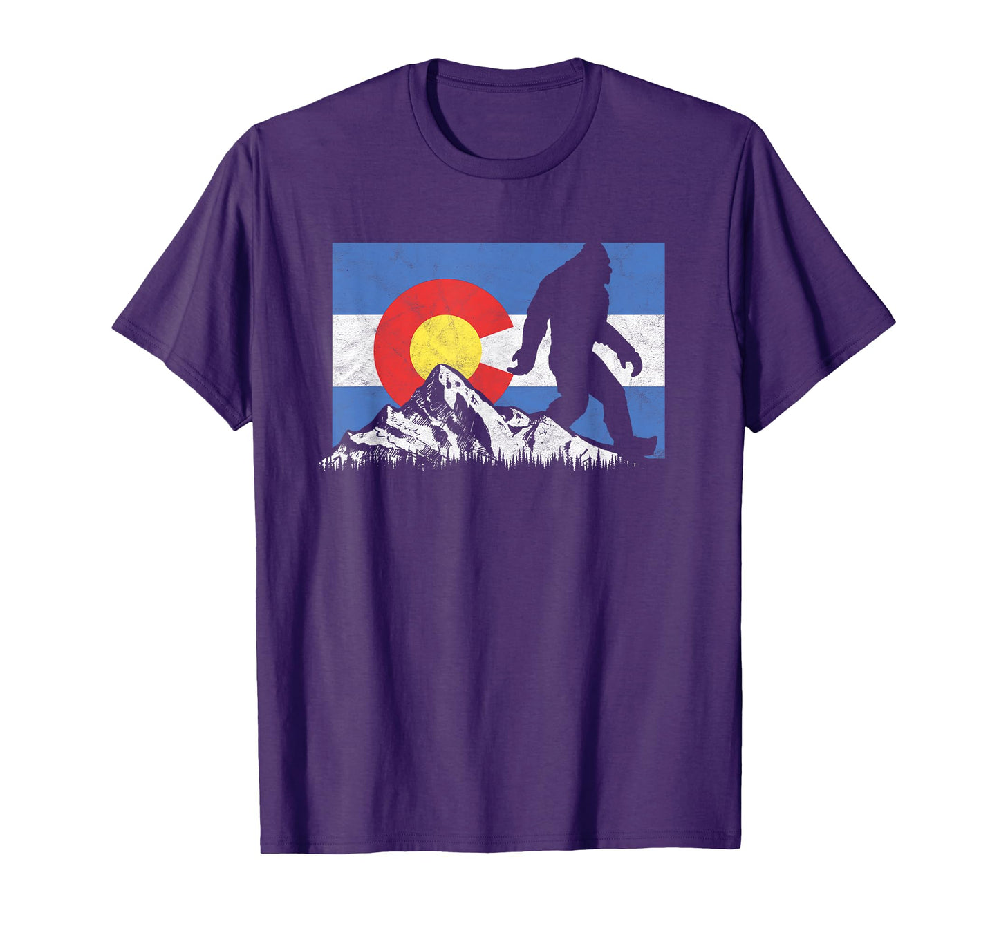 Bigfoot Rocky Mountains Colorado Flag Sasquatch T-Shirt