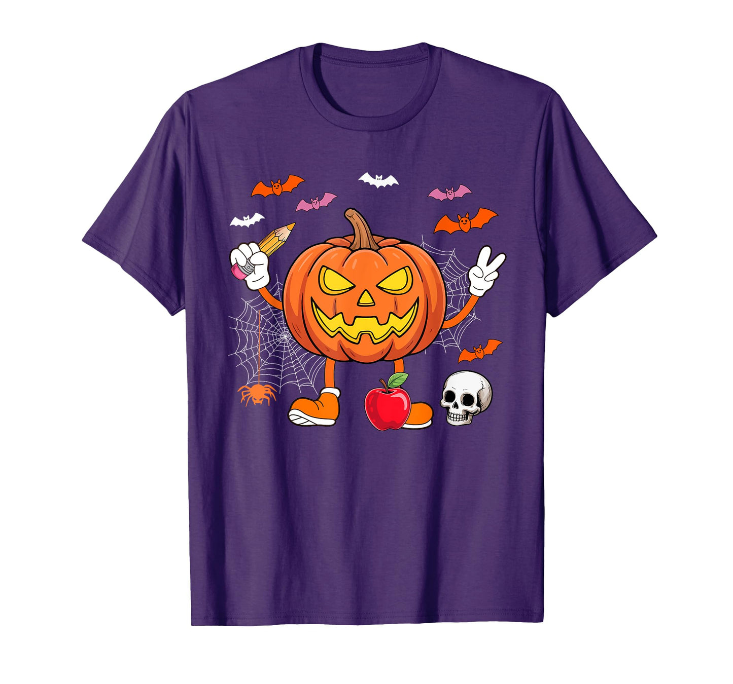 Teacher Job Horror Carved Pumpkin Halloween Costume Team T-Shirt