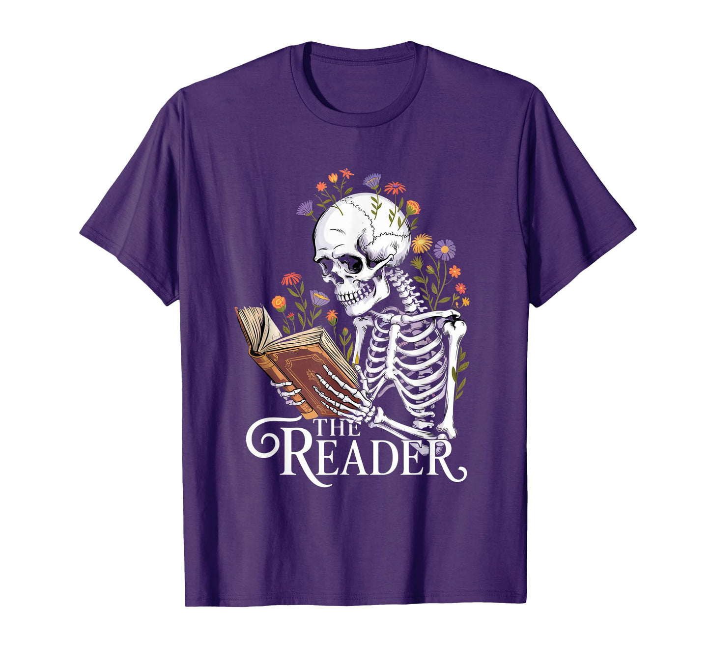 Tarot Card The Reader Skeleton Reading Book Bookworm Bookish T-Shirt
