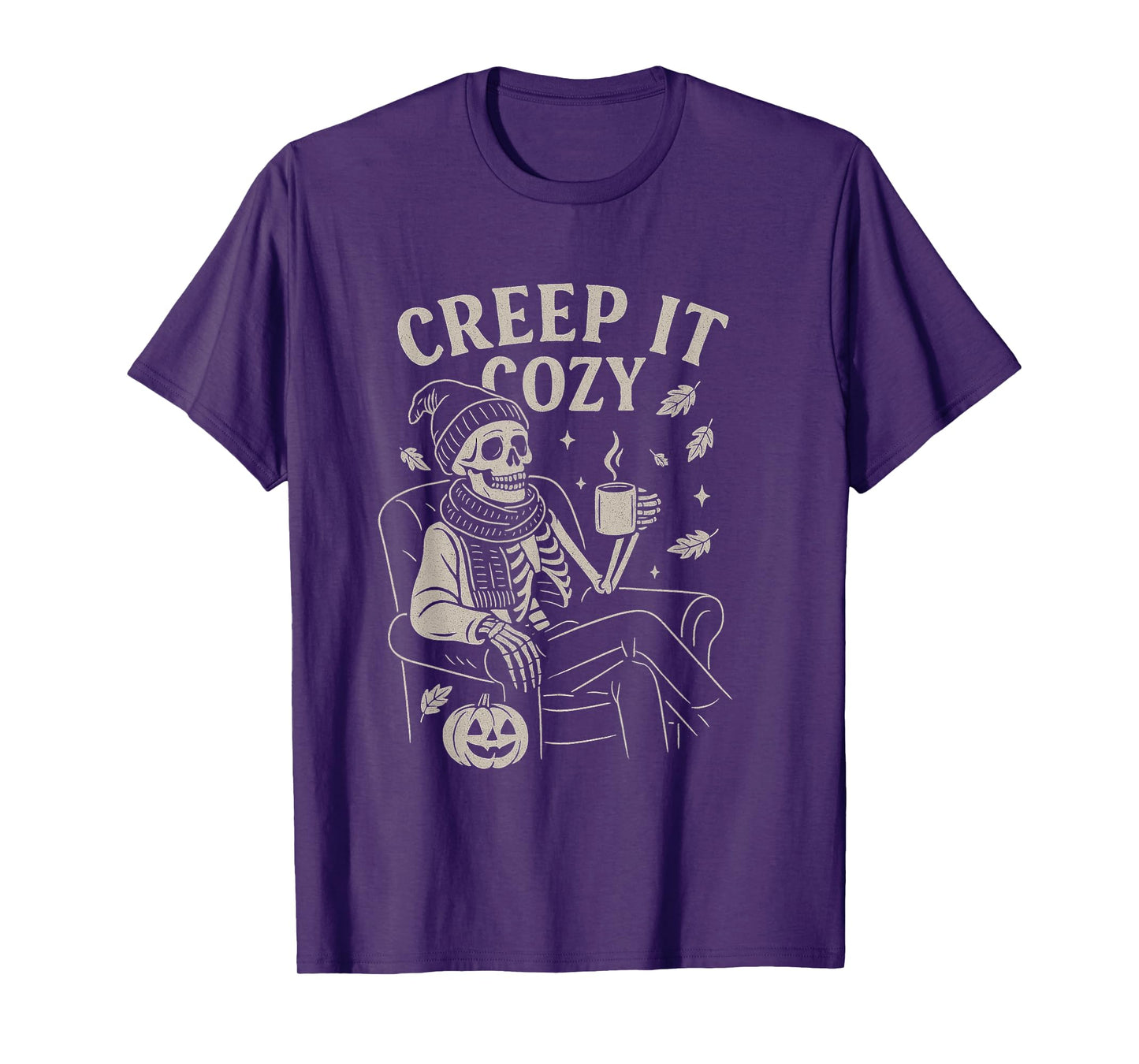 Funny Skeleton Halloween Fall Creep it Cozy T-Shirt