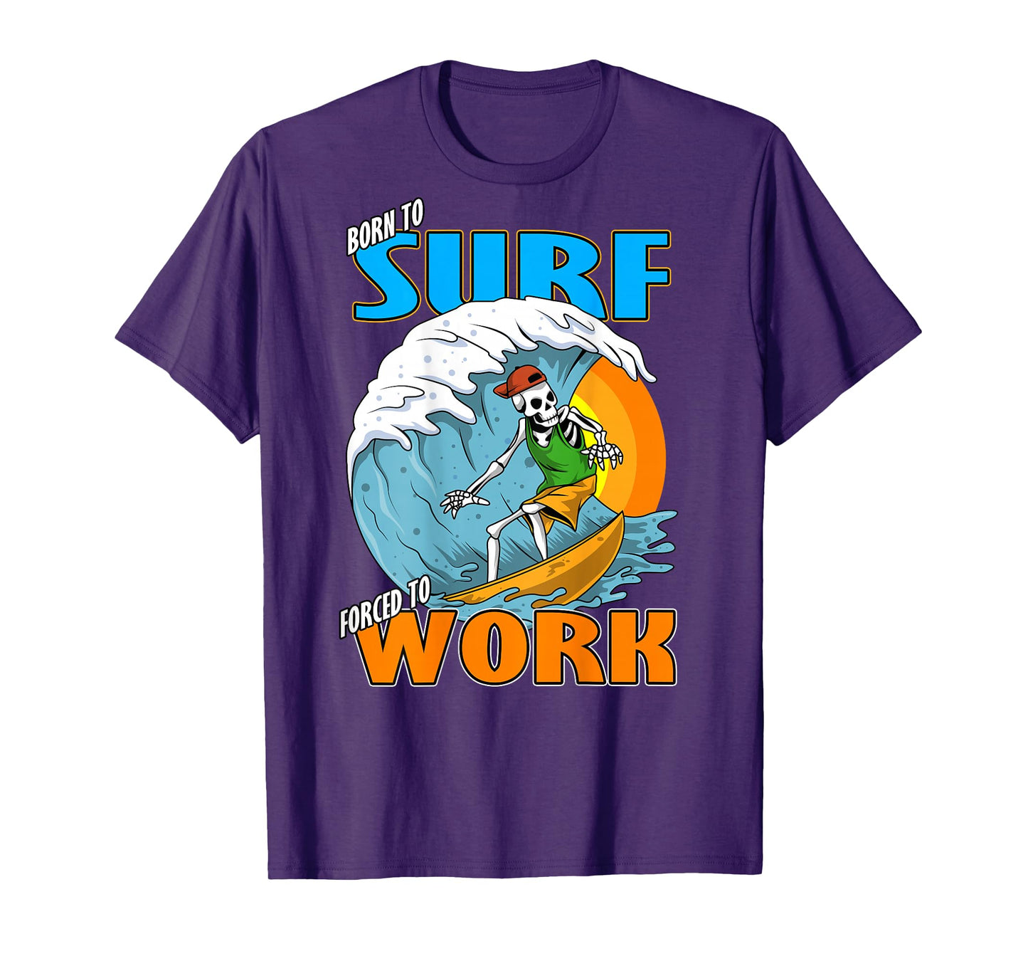 Funny Love Surfing Skeleton Born to Surf Shredding Wave T-Shirt