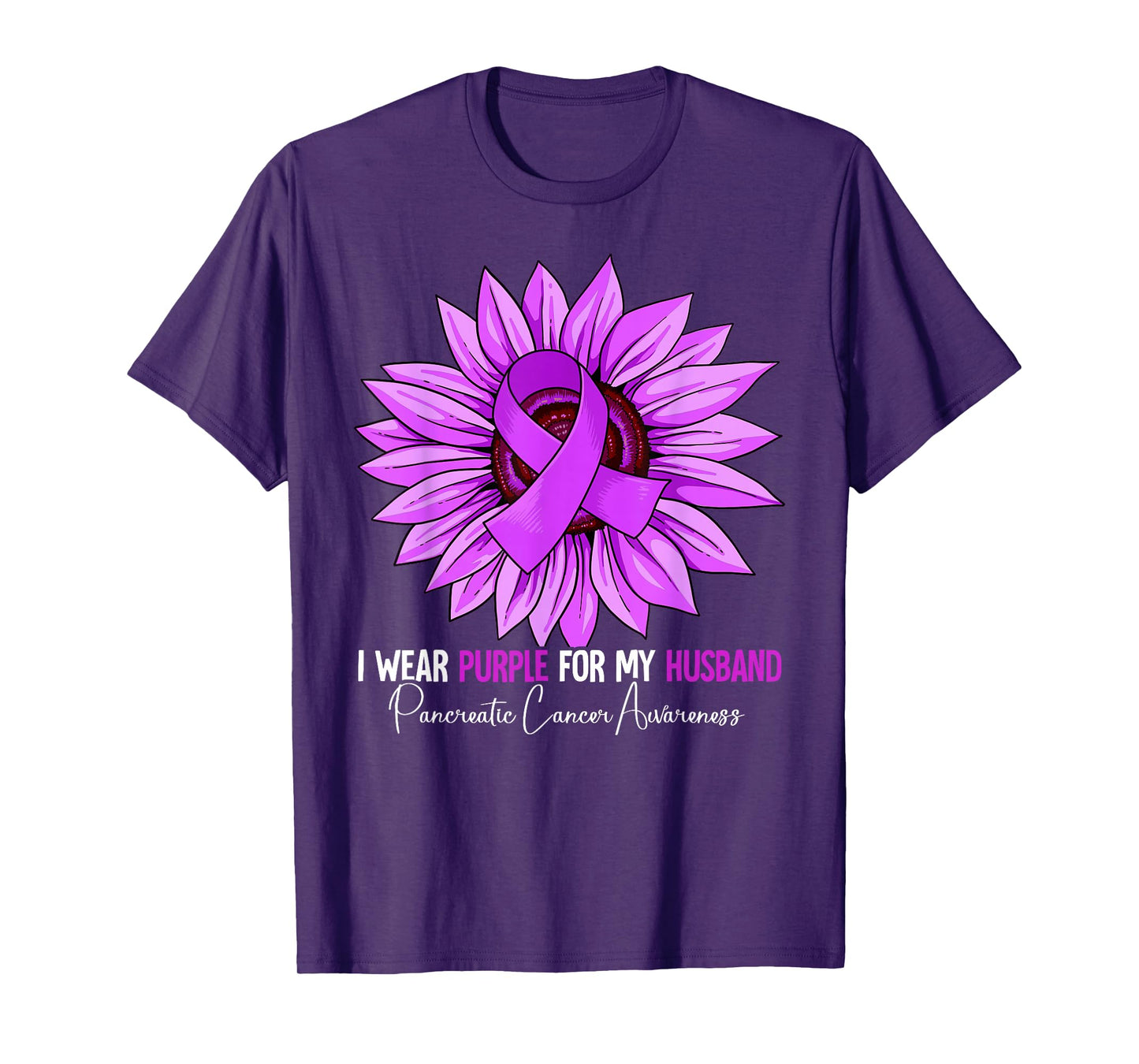 I Wear Purple For My Husband Pancreatic Cancer Awareness T-Shirt