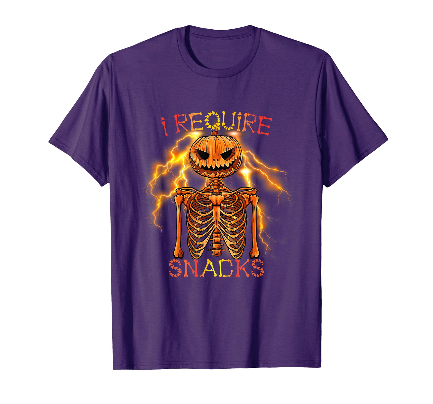 I Require Snacks Pumpkin Skeleton Halloween Humor T-Shirt