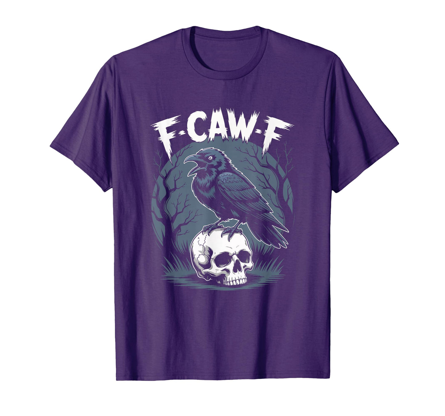Black Crow, F-Caw-F Funny Black Bird Moon Gothic Adult Humor T-Shirt