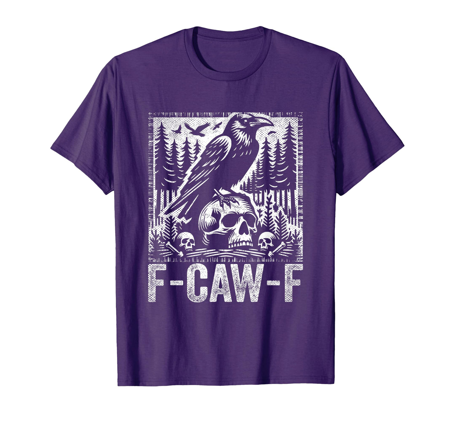 F-Caw-F Crow Vintage Gothic Skull Funny Sarcastic Black Bird T-Shirt