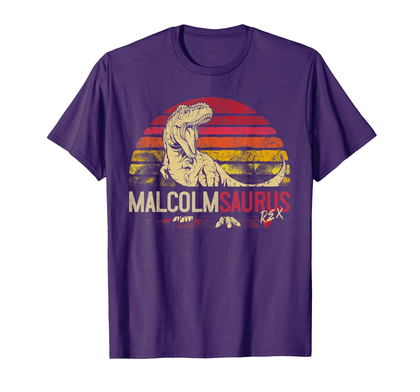 Malcolm Saurus Funny Personalized Dinosaur T Rex Name Gift T-Shirt