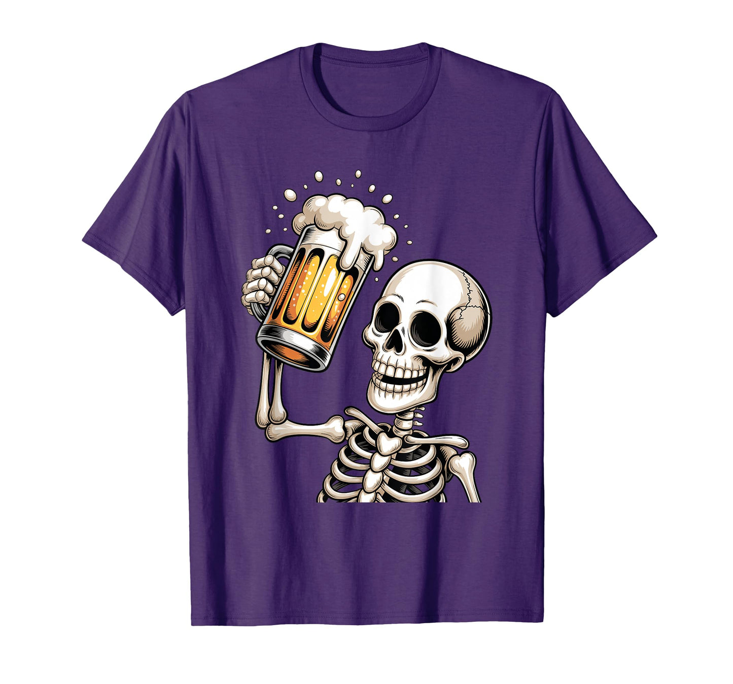 Funny Scary Skeleton Drinking Beer Halloween Trick or Treat T-Shirt