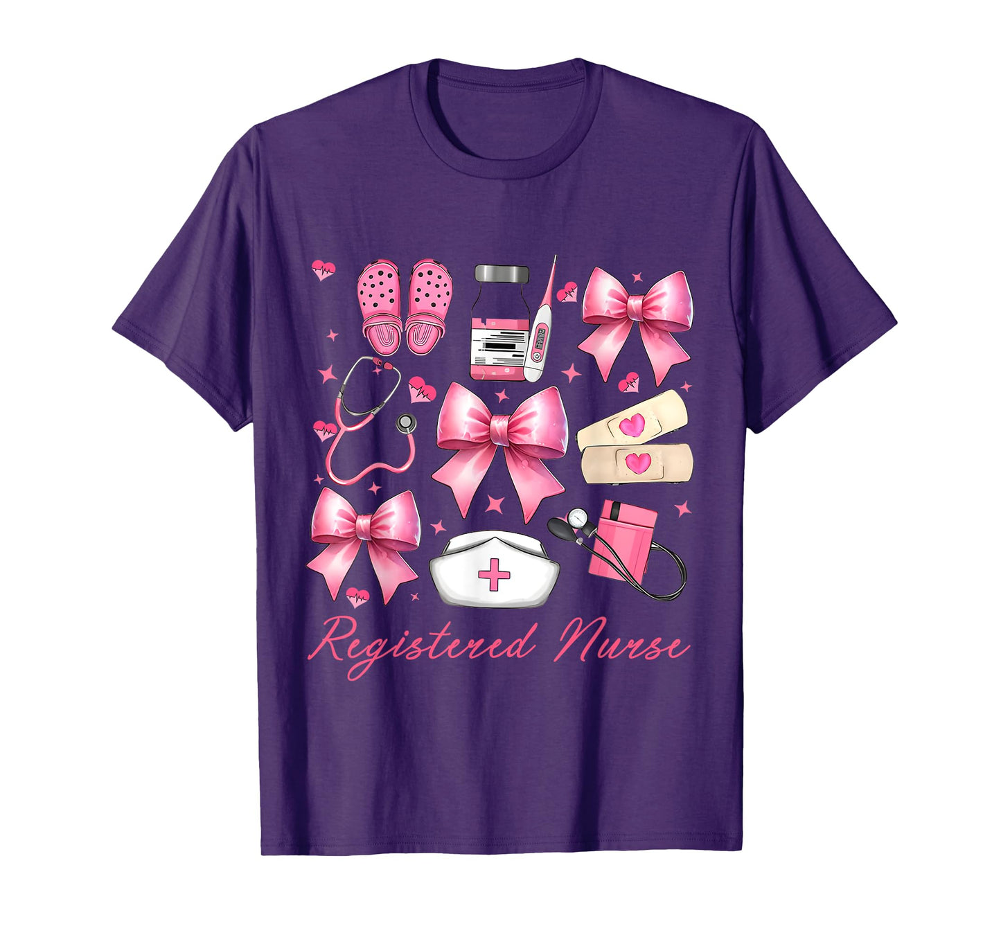 Cute Pink Coquette Bow Girly Registered Nurse T-Shirt