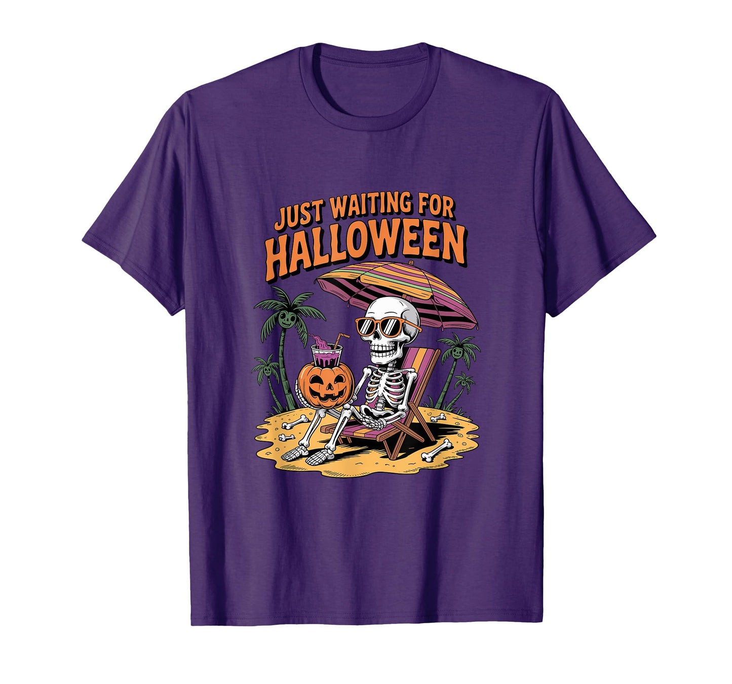 Spooky Summer Skeleton Just Waiting for Halloween T-Shirt