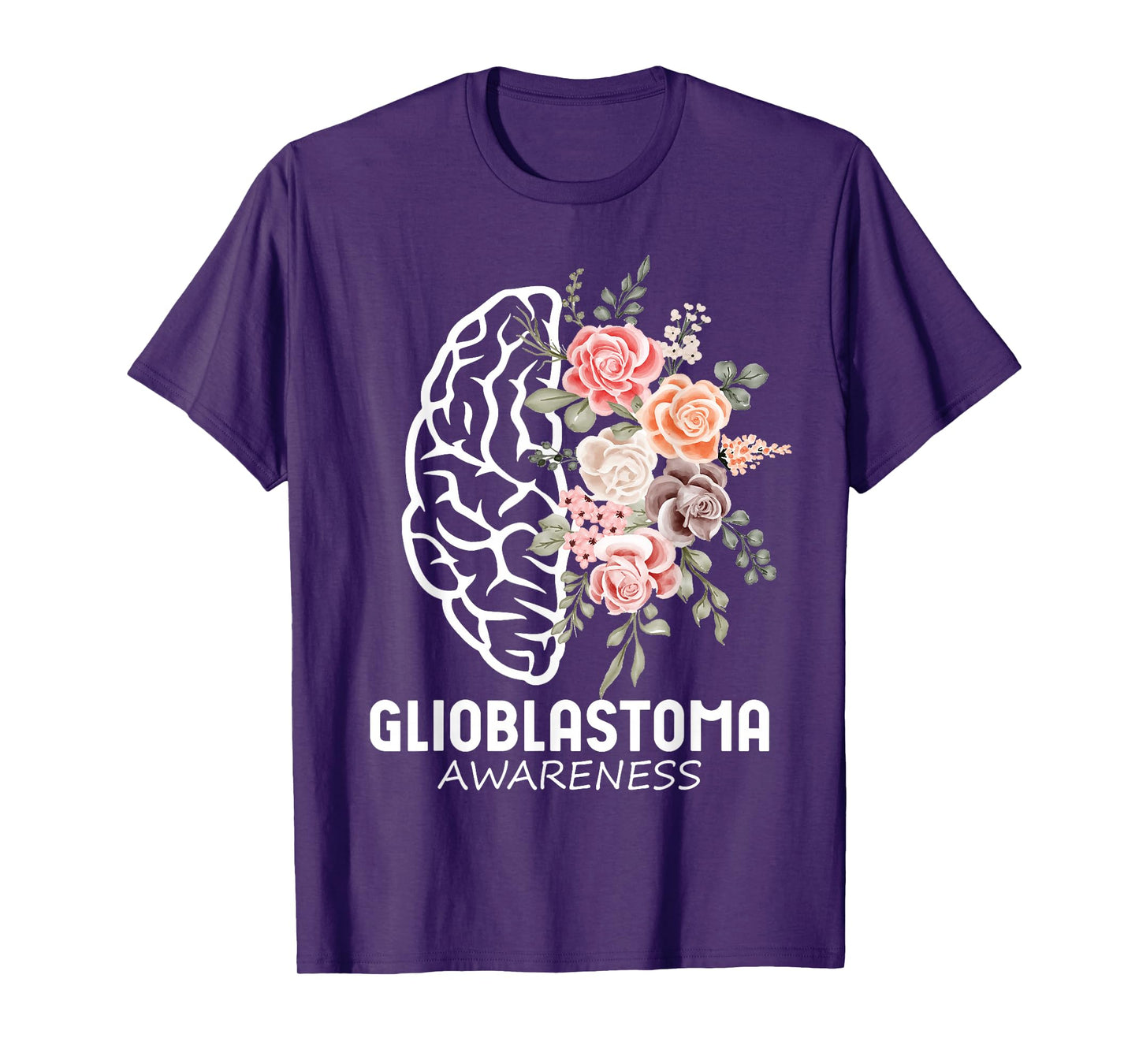 Glioblastoma Awareness Brain Floral Art Awareness Support T-Shirt