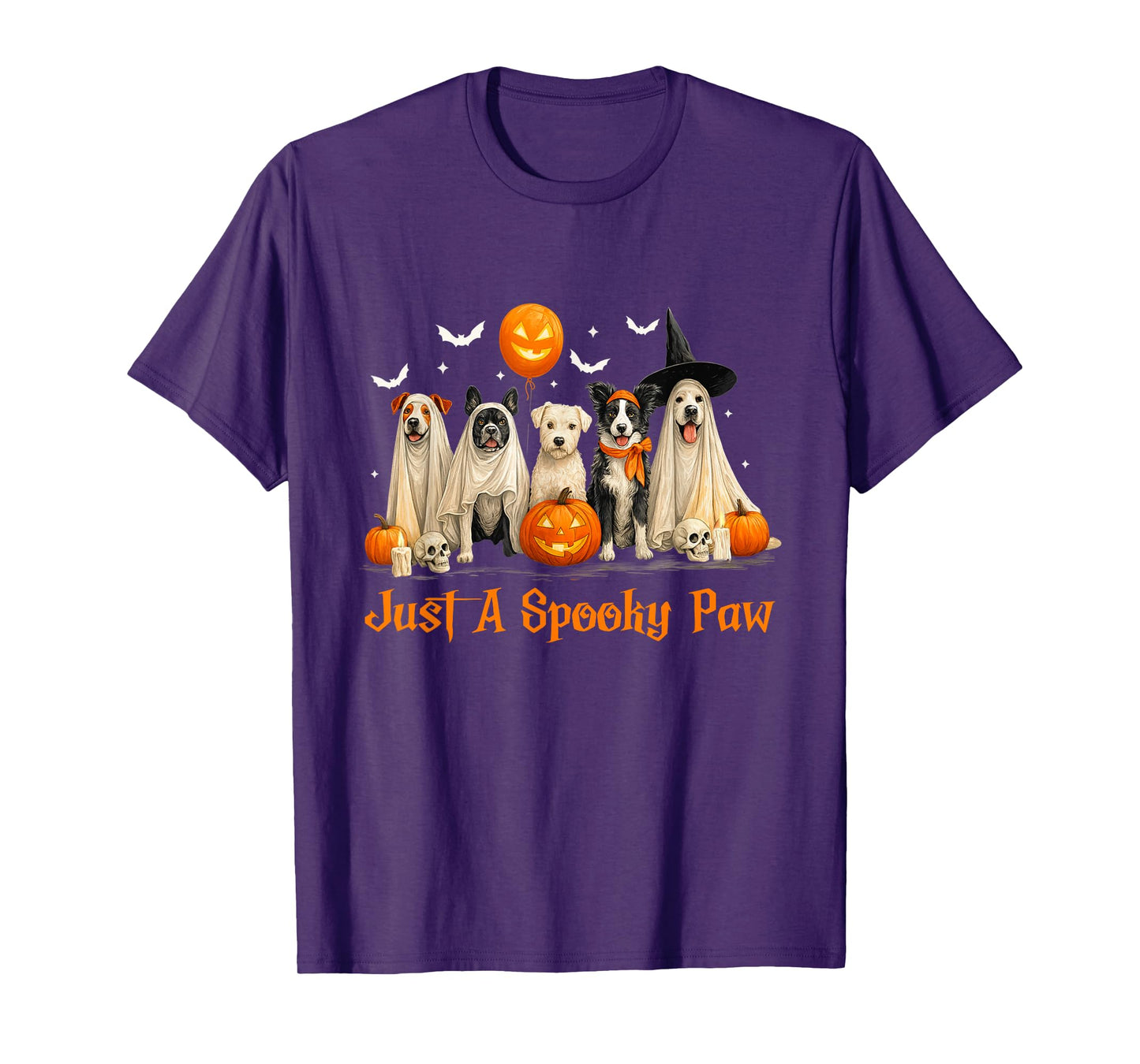 Just A Spooky Paw Retro Halloween Dog Lover Trick Or Treat T-Shirt