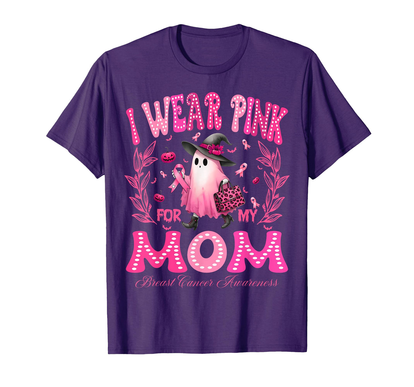 I Wear Pink For My Mom Breast Cancer Boo Halloween T-Shirt