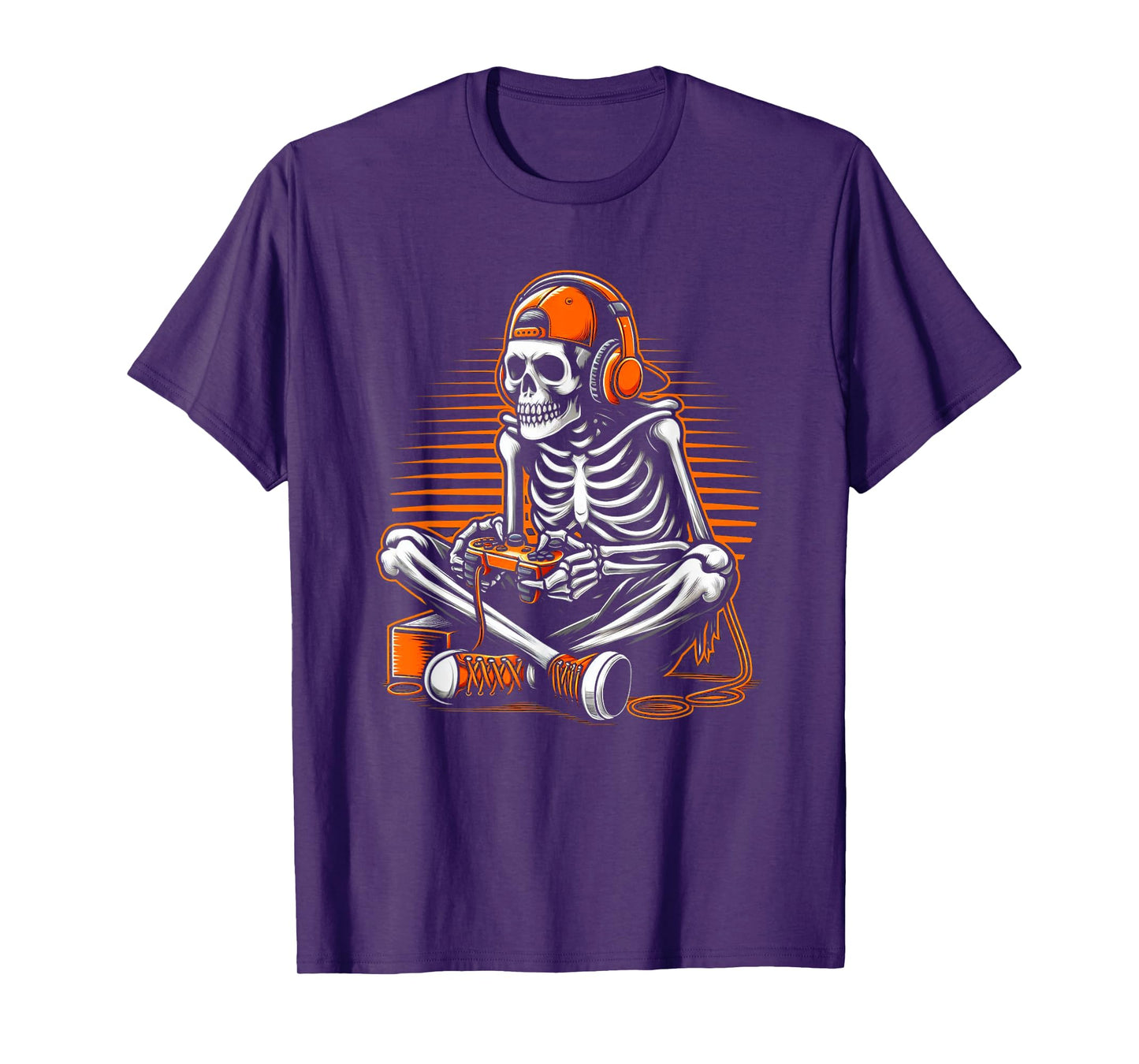 Retro Halloween Skeleton Gamer Video Gaming Boys Men Kids T-Shirt