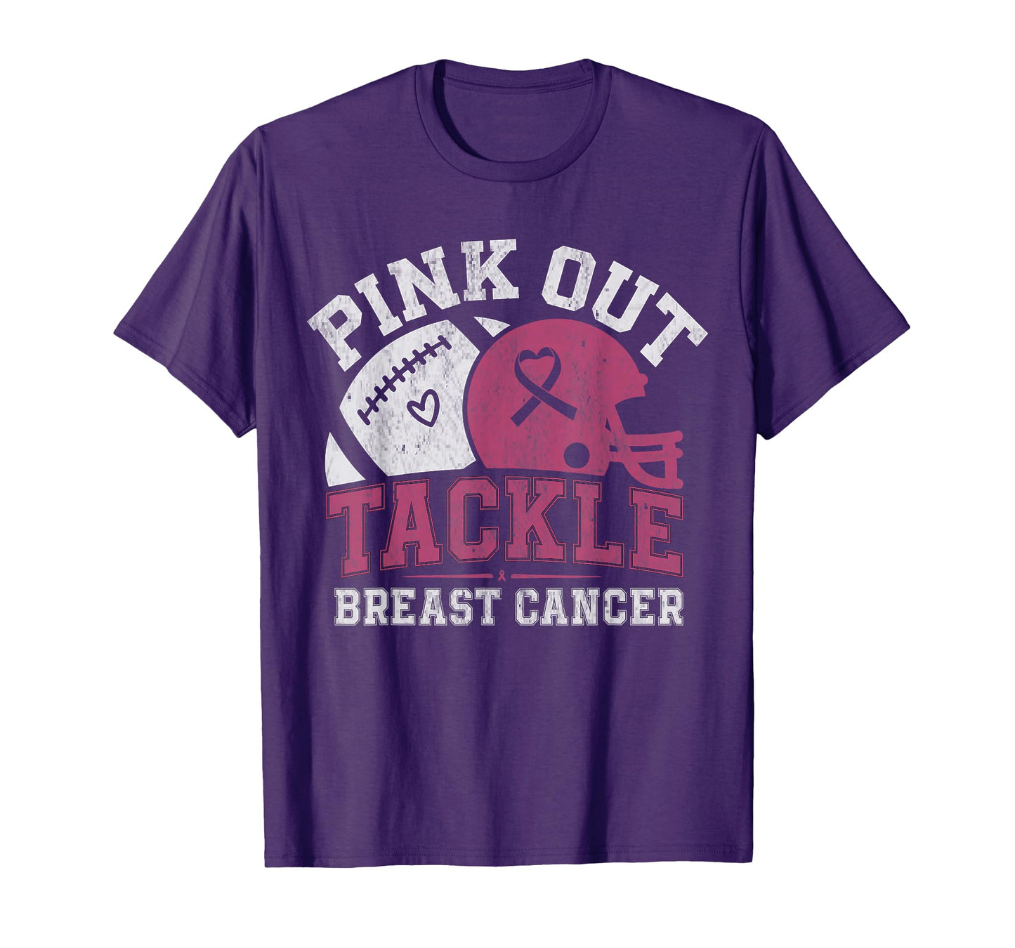 Pink Out Tackle Football Breast Cancer Awareness Men Boys T-Shirt