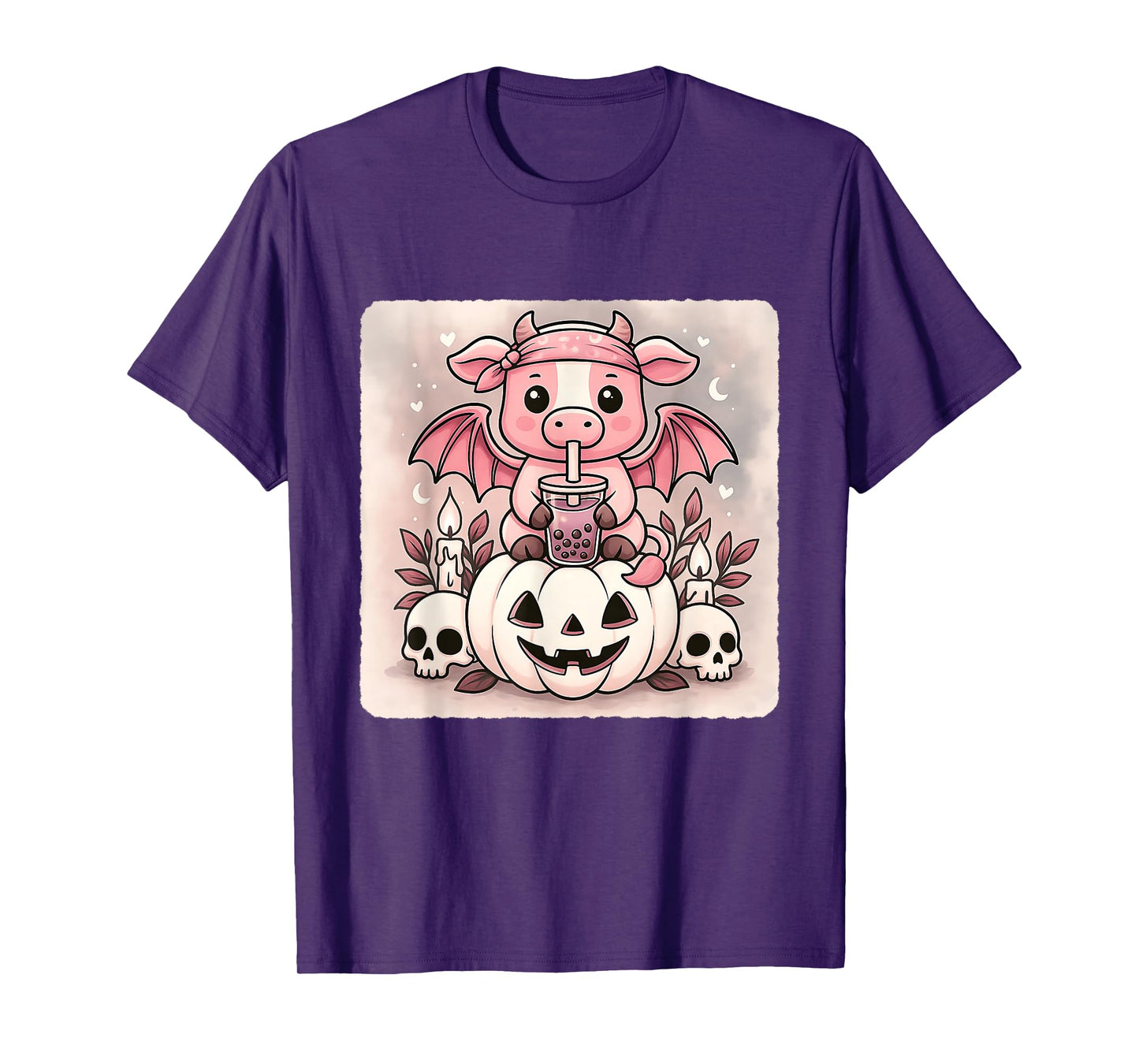 Cow Bat Kawaii Pastel Goth Creepy Cute Skeleton T-Shirt