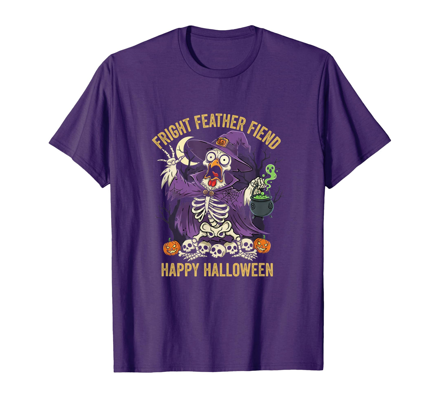 Chicken, F-Caw-F Funny Skeleton Bird Moon Gothic Adult Humor T-Shirt