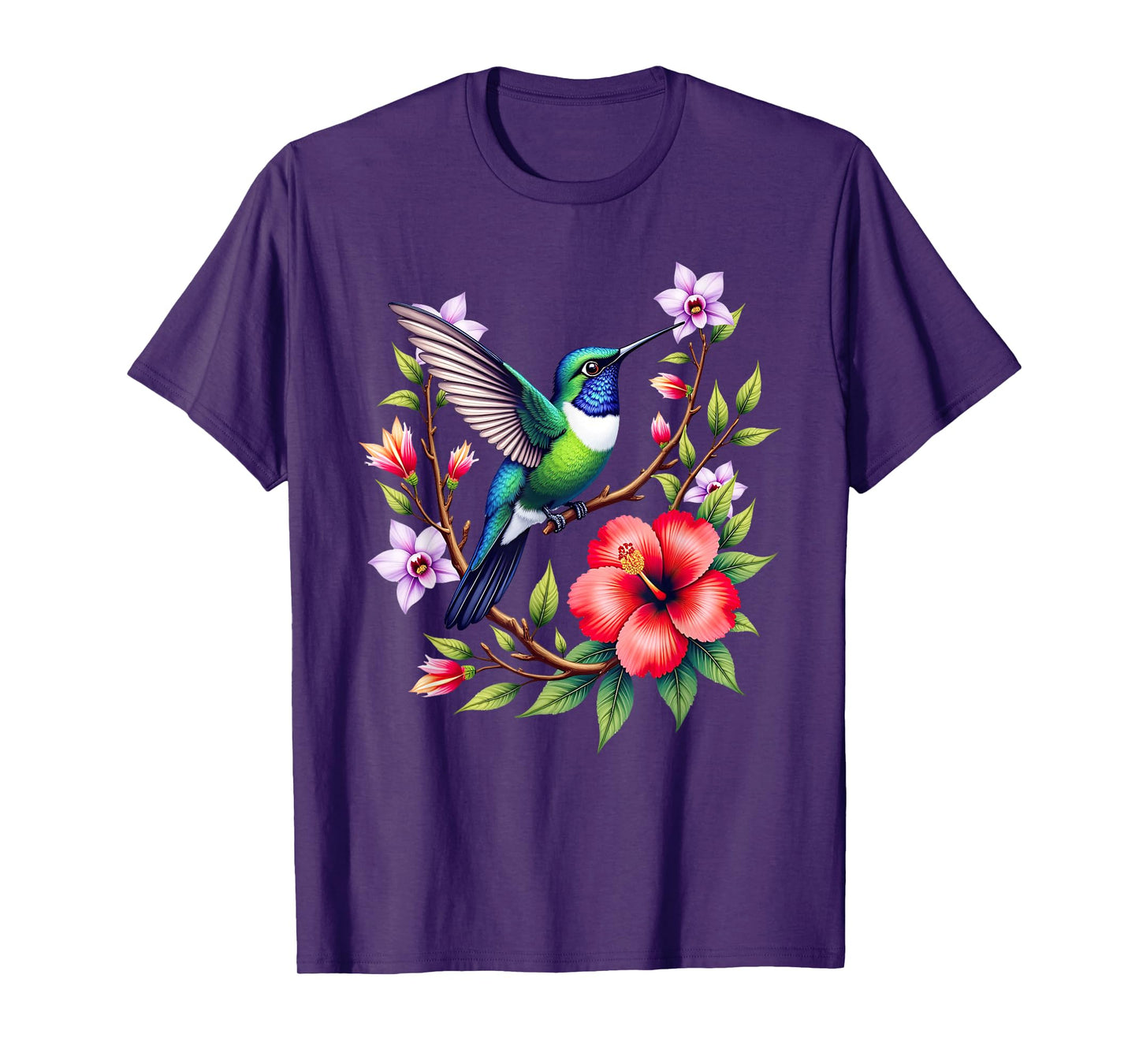 Hummingbird Lovers Colorful Floral Hummingbird T-Shirt