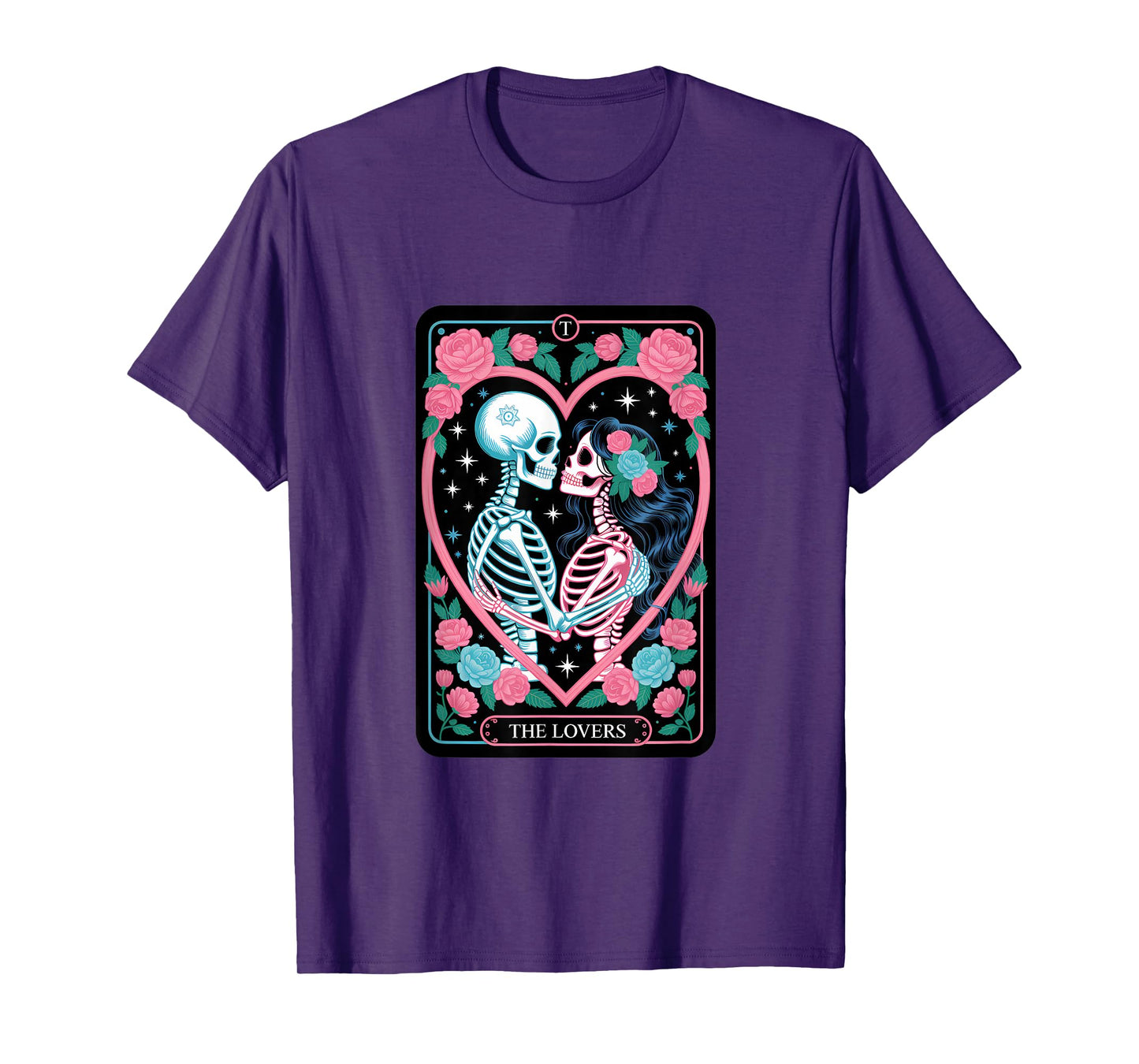 The Lovers Tarot Skeleton Couple Design T-Shirt