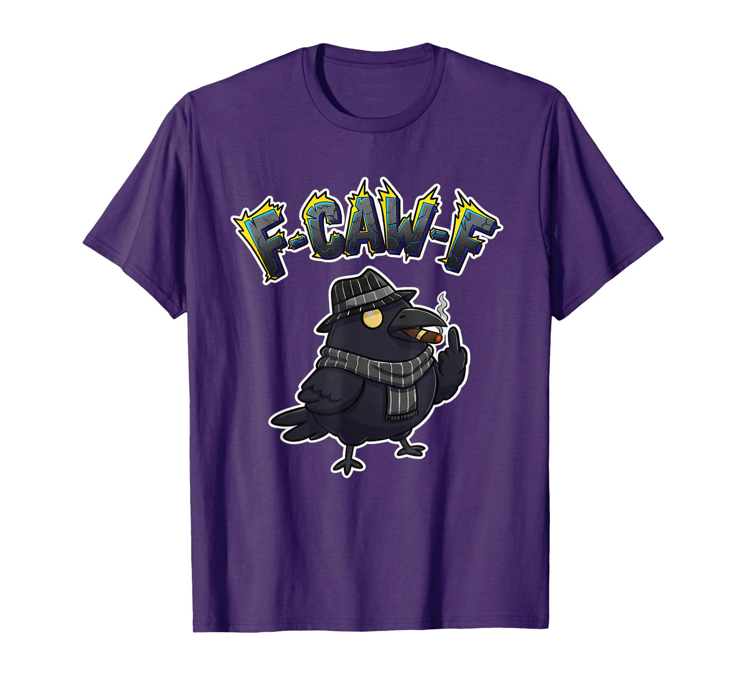 F CAW F Smoking Raven Crow Adult Hangout Rude Middle Finger T-Shirt