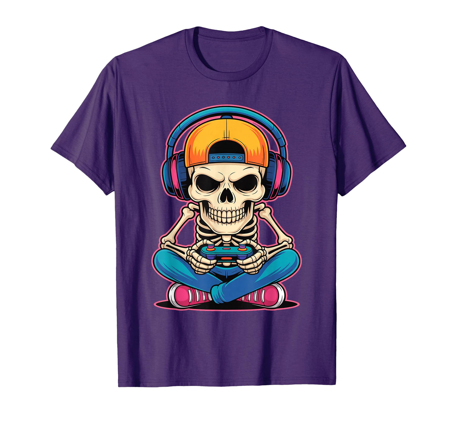 Funny Halloween Skeleton Gamer T-Shirt