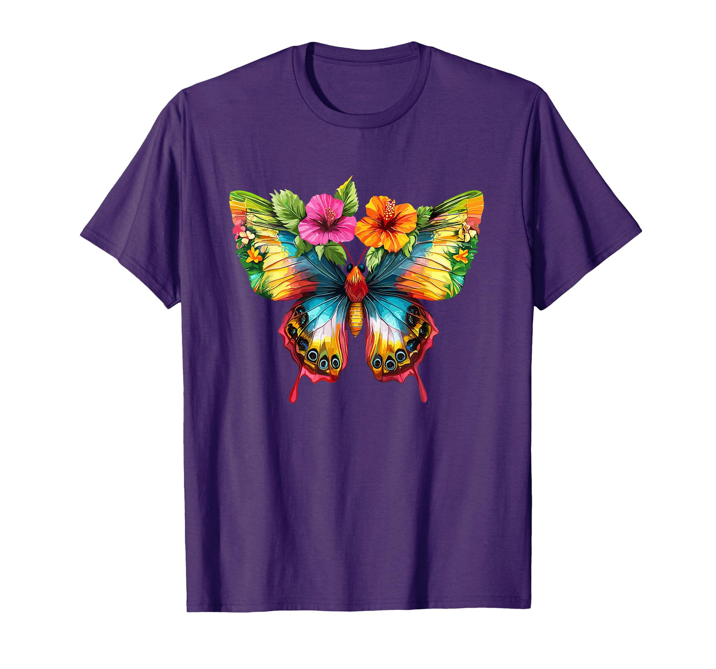 Colorful Butterfly With Flowers T-Shirt