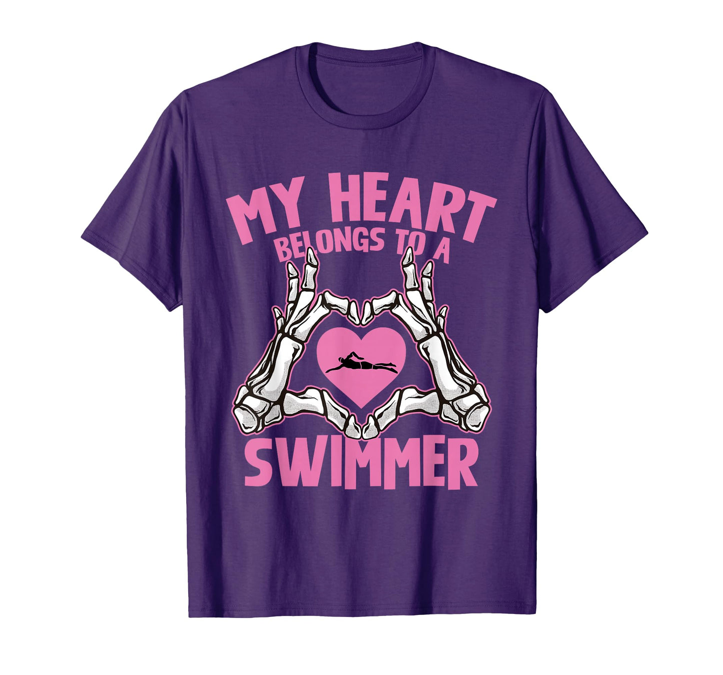 My Heart Belongs to A Swimmer Skeleton Hands T-Shirt