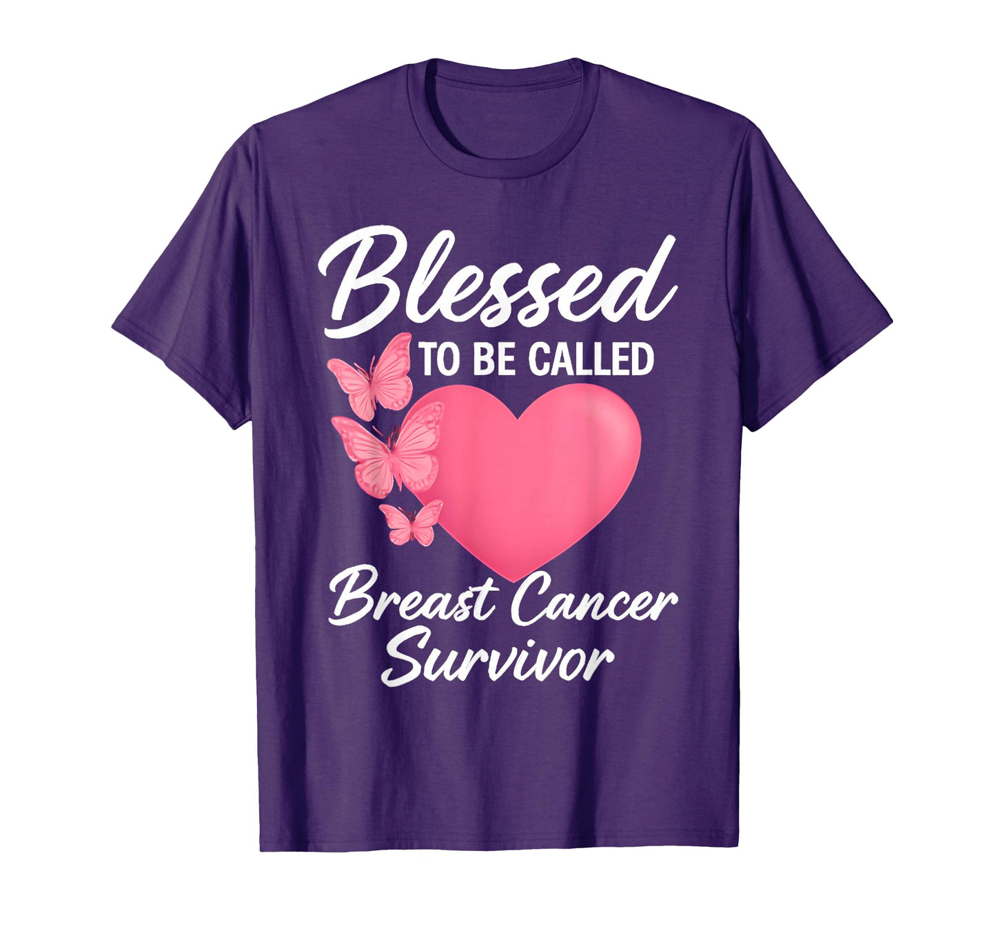Blessed to Be Called Breast Cancer Survivor Pink Butterfly T-Shirt