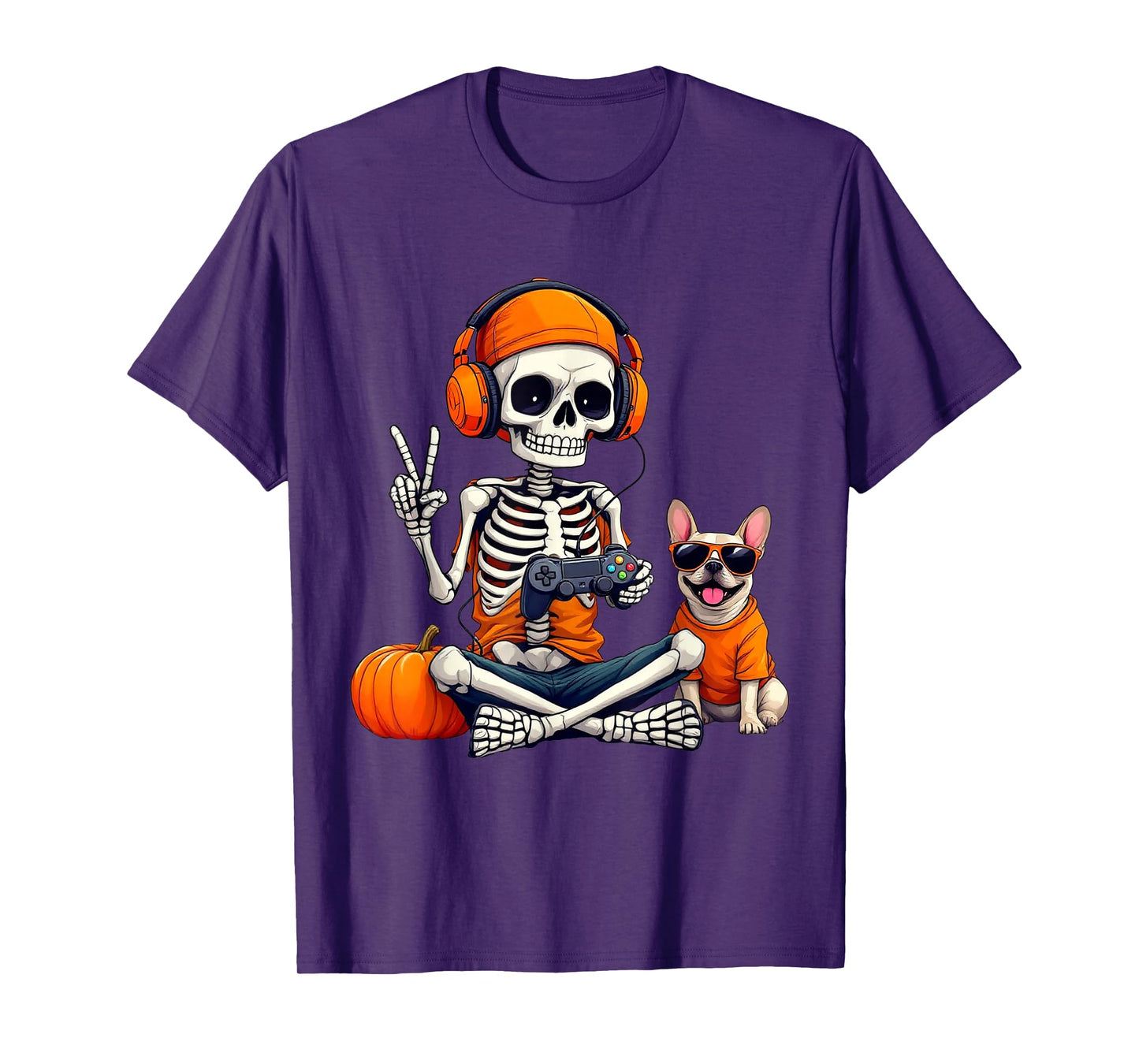 Halloween Skeleton Gamer Video Gaming Boys Men Kids Tees T-Shirt