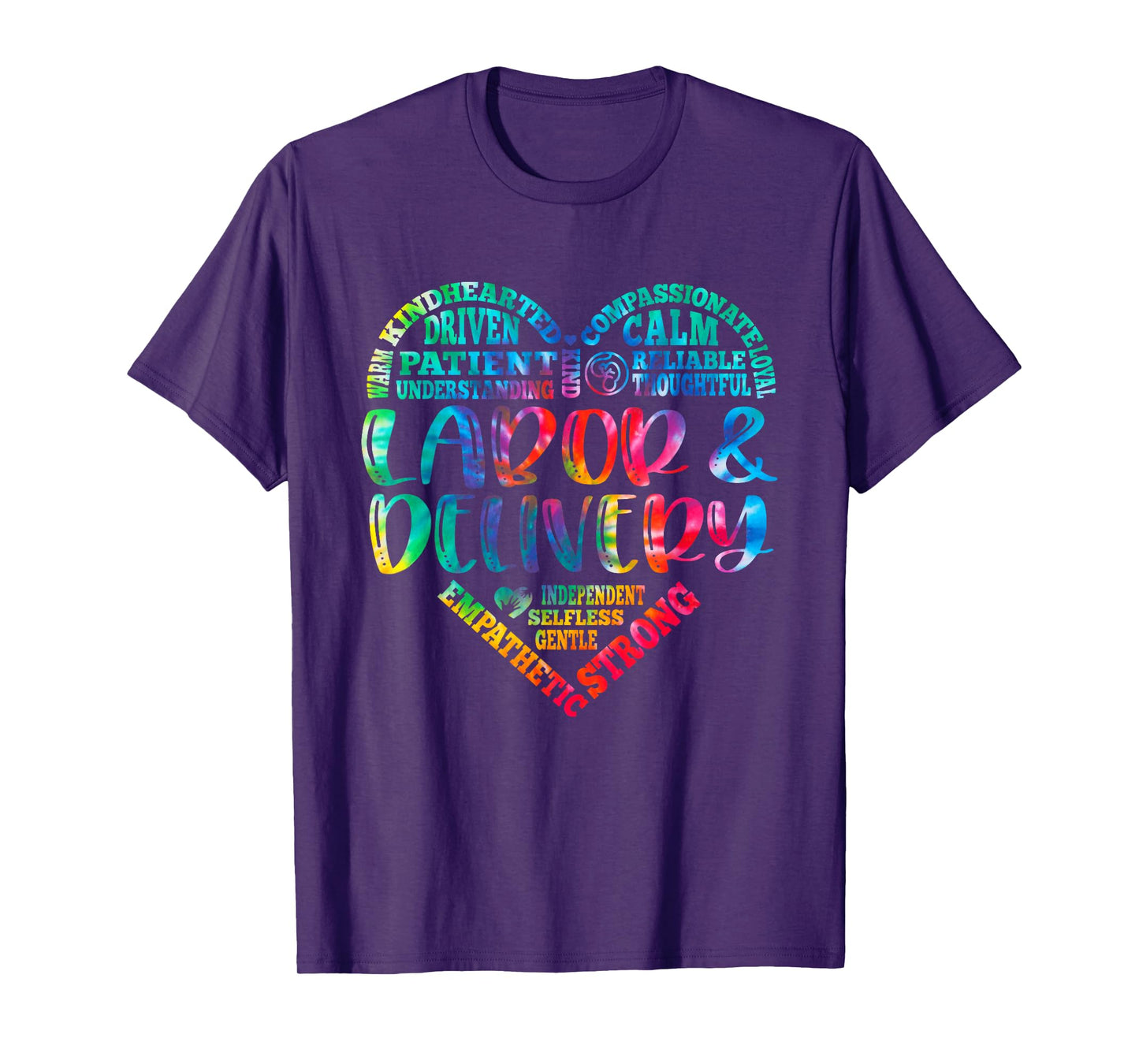 Tie Dye Typography Heart Labor and Delivery Nurse L&D Nurse T-Shirt