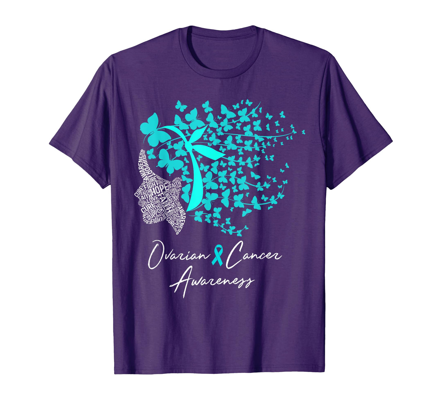 Ovarian Cancer Awareness Shirt Teal Butterflies TShirt T-Shirt