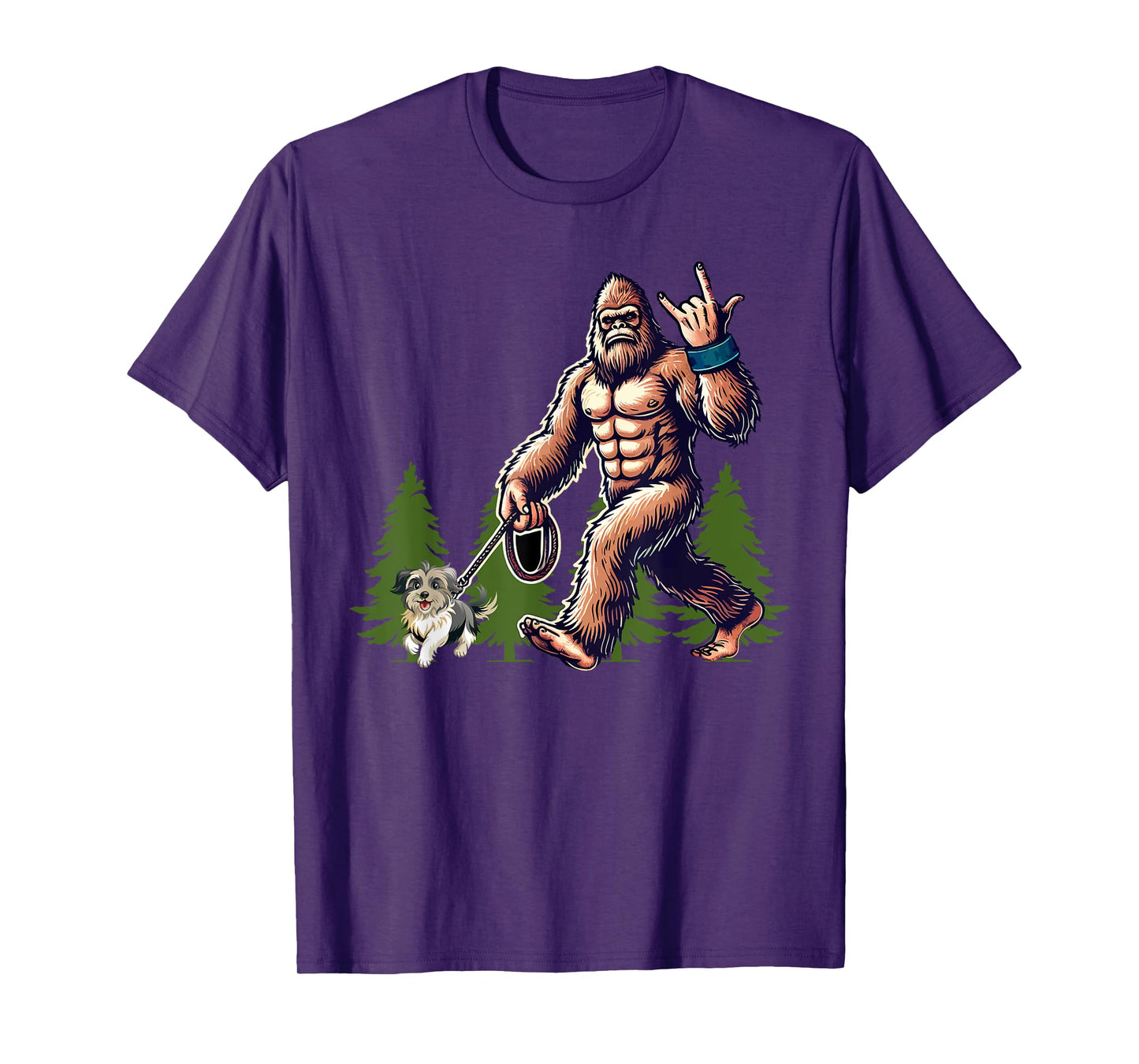 Funny Shih Tzu Bigfoot Dog Walking Dog Mom Dad Kids T-Shirt