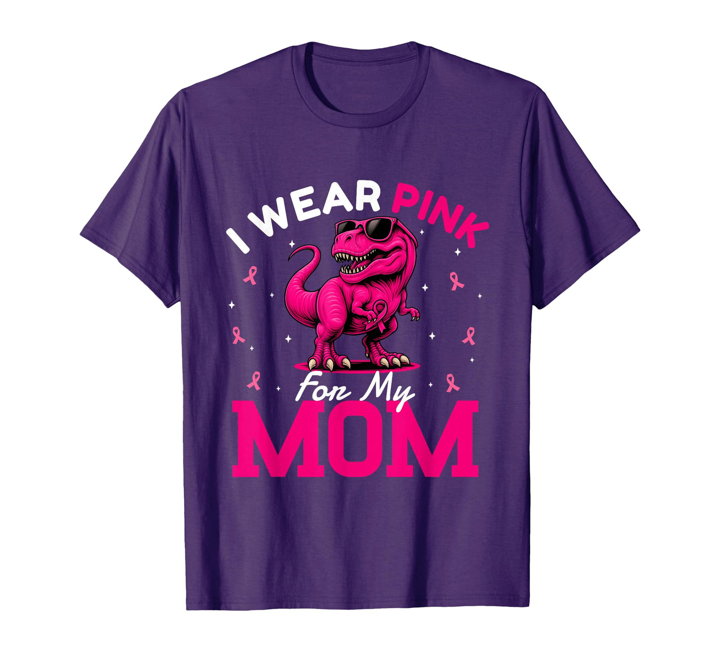 I Wear Pink for My Mom Breast Cancer Awareness Dinosaur T-Shirt