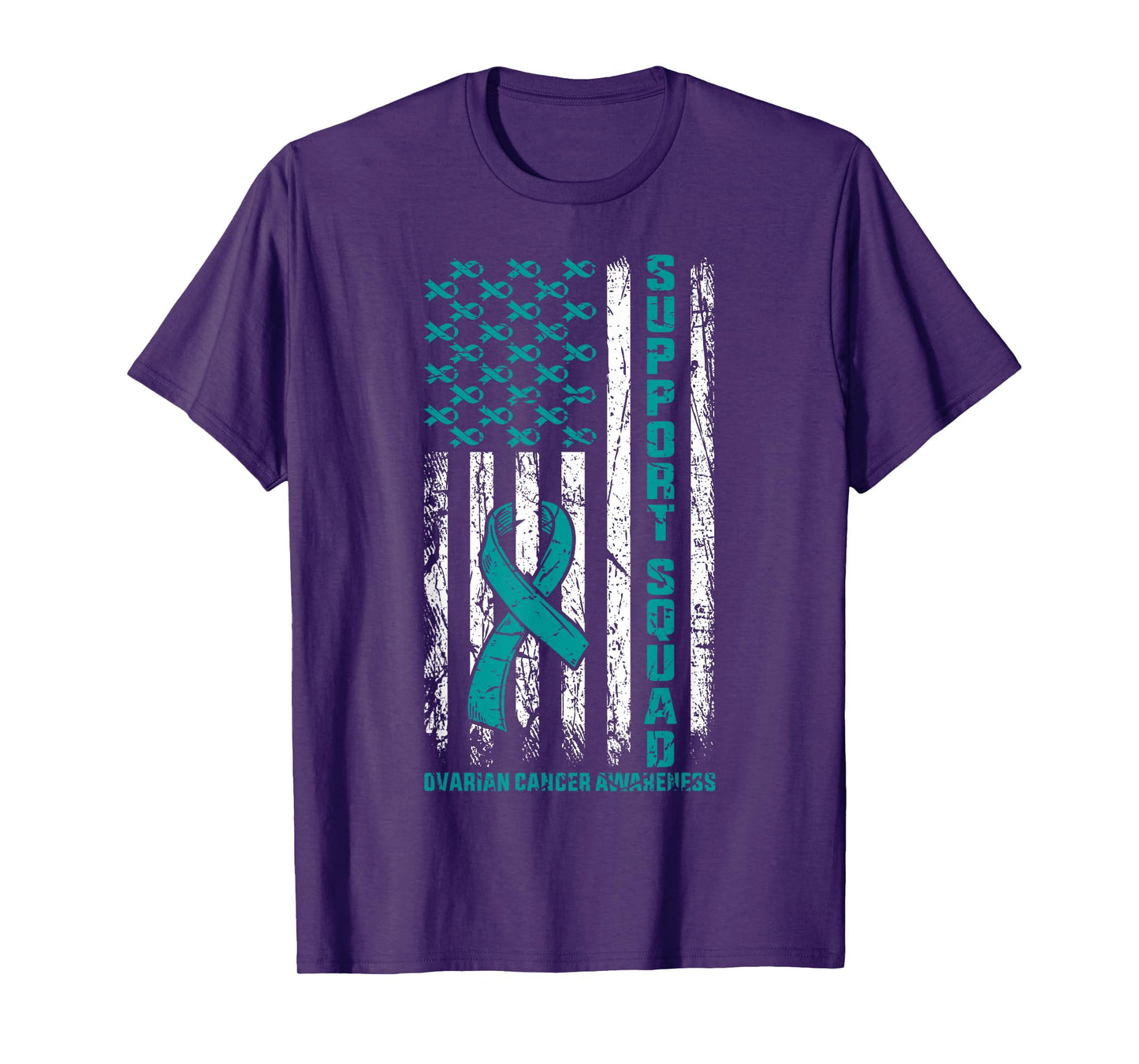 Ovarian Cancer Awareness Support Squadb Teal Ribbon Family T-Shirt