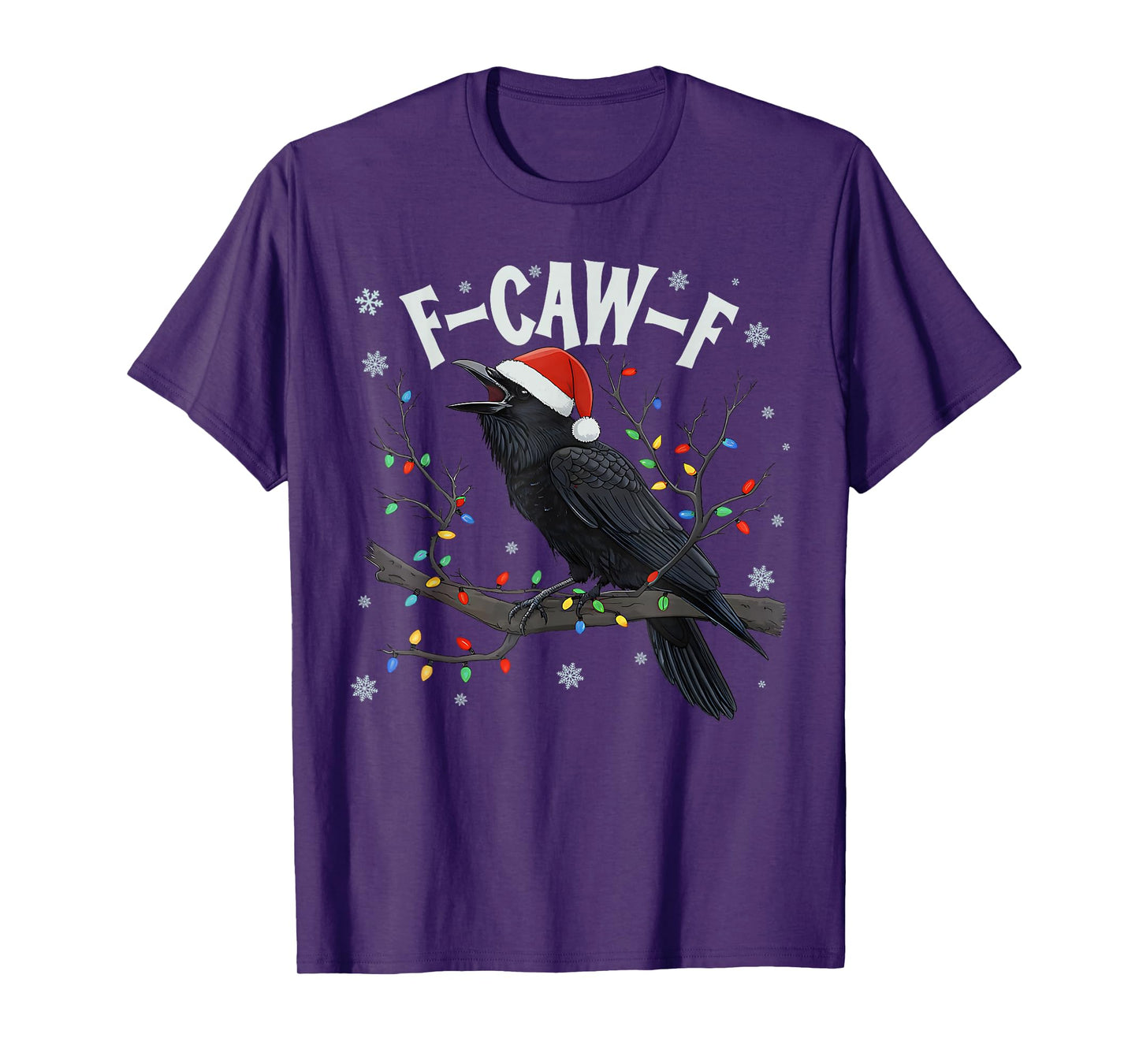 Merry Christmas F-Caw-F Crow Santa Black Bird Xmas Raven T-Shirt