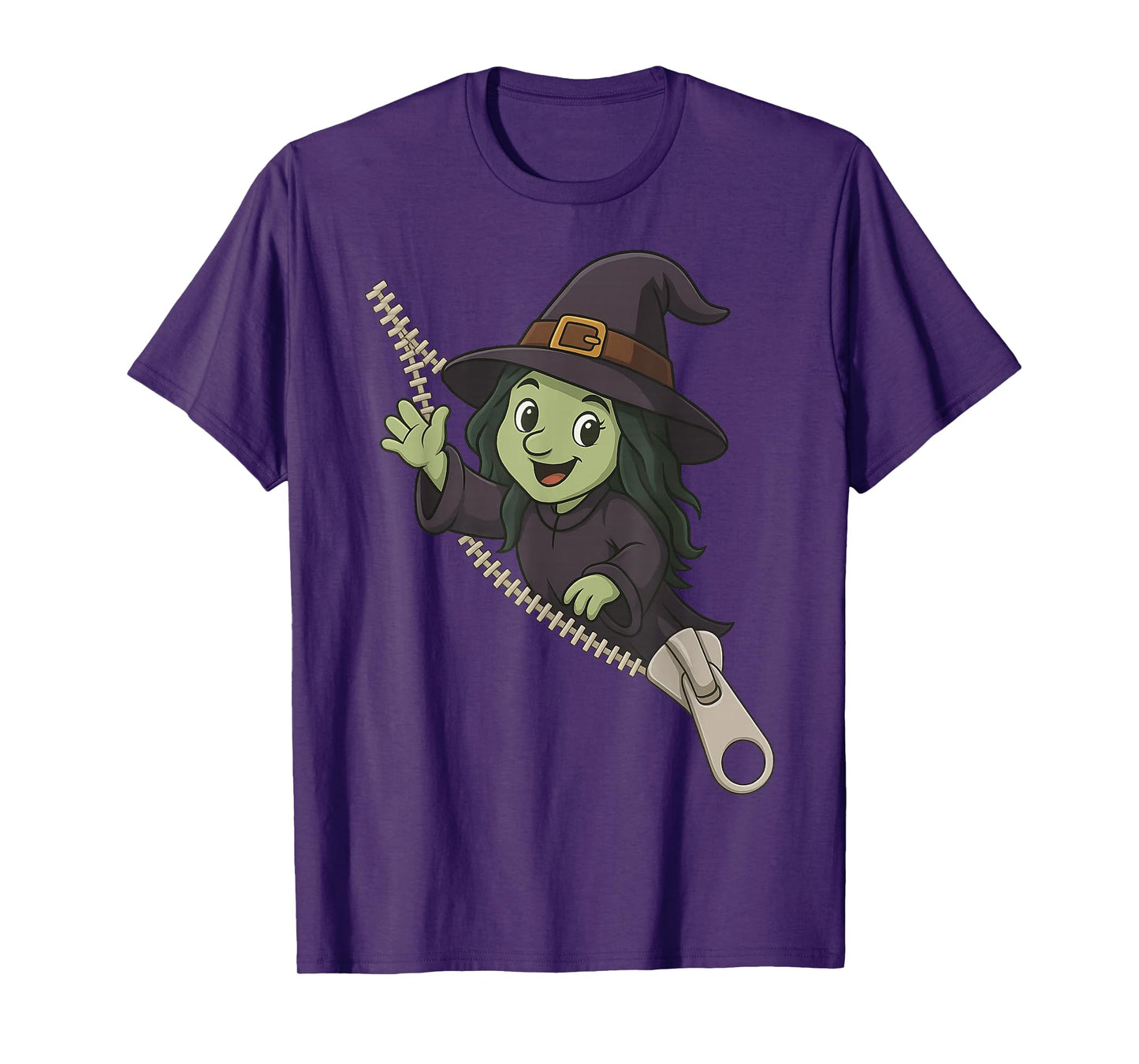 Witch Emerging from A Zipper Boo Halloween Ghost Funny Witch T-Shirt