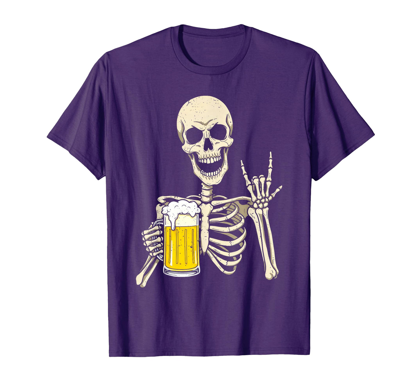 Skeleton Drinking Beer Funny Halloween Costume Party Spooky T-Shirt