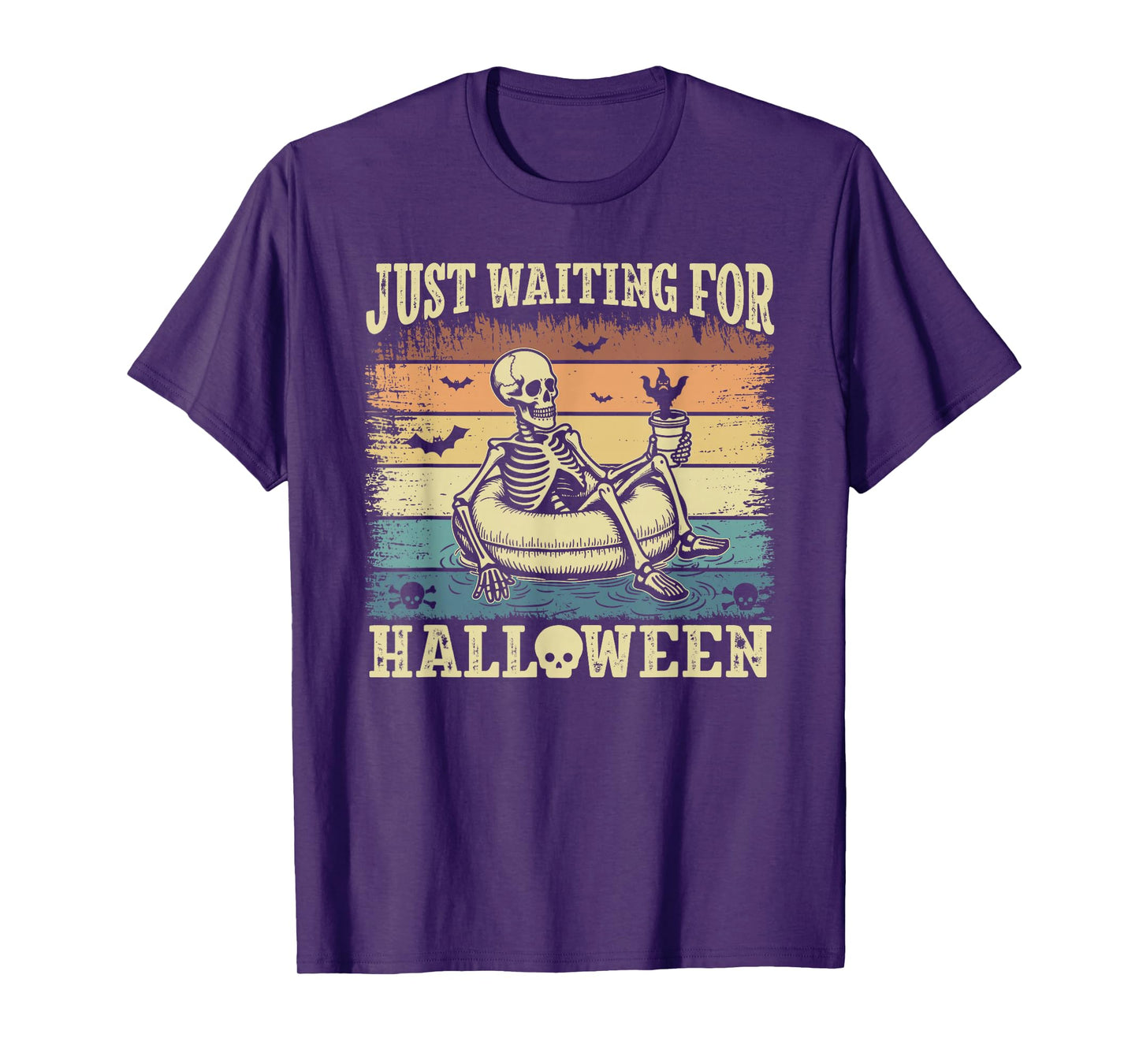 Vintage Spooky Summer Skeleton Just Waiting for Halloween T-Shirt