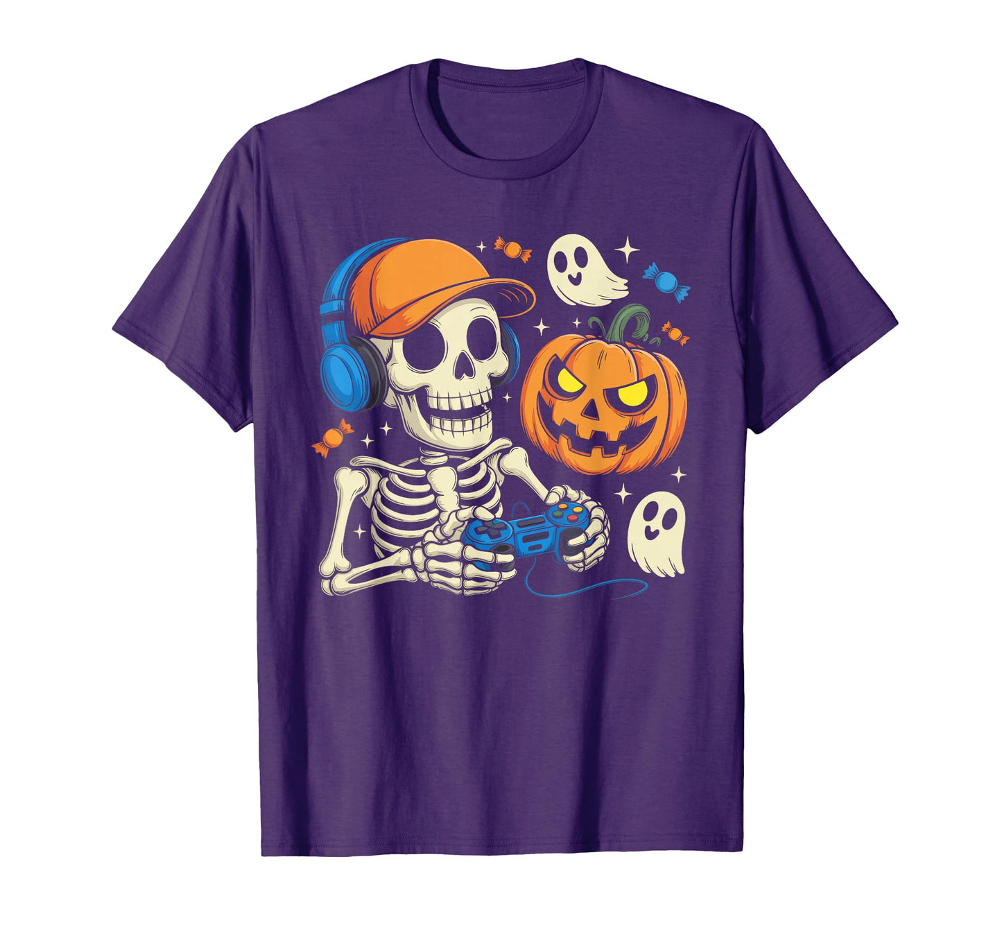 Halloween Shirts Cool Teen Boy Skeleton Gaming Men Halloween T-Shirt