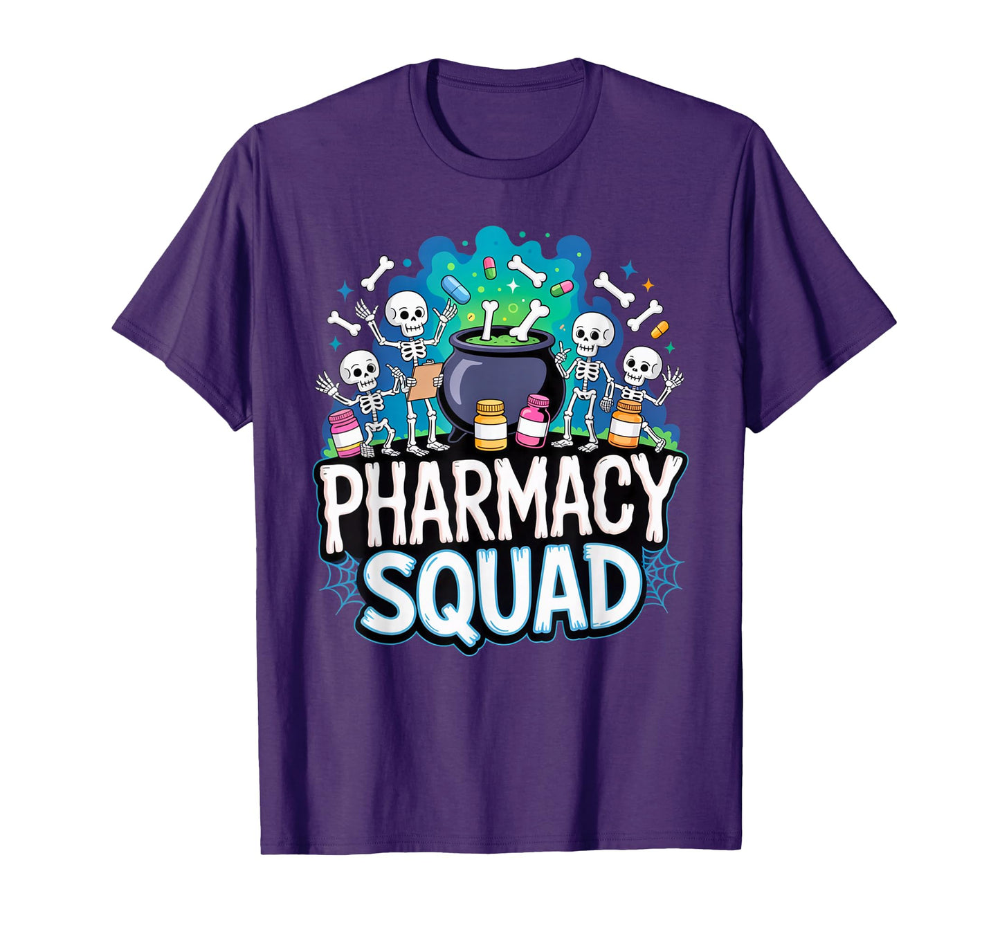 Pharmacy Squad Skeleton Party Outfit Spooky Halloween Vibes T-Shirt
