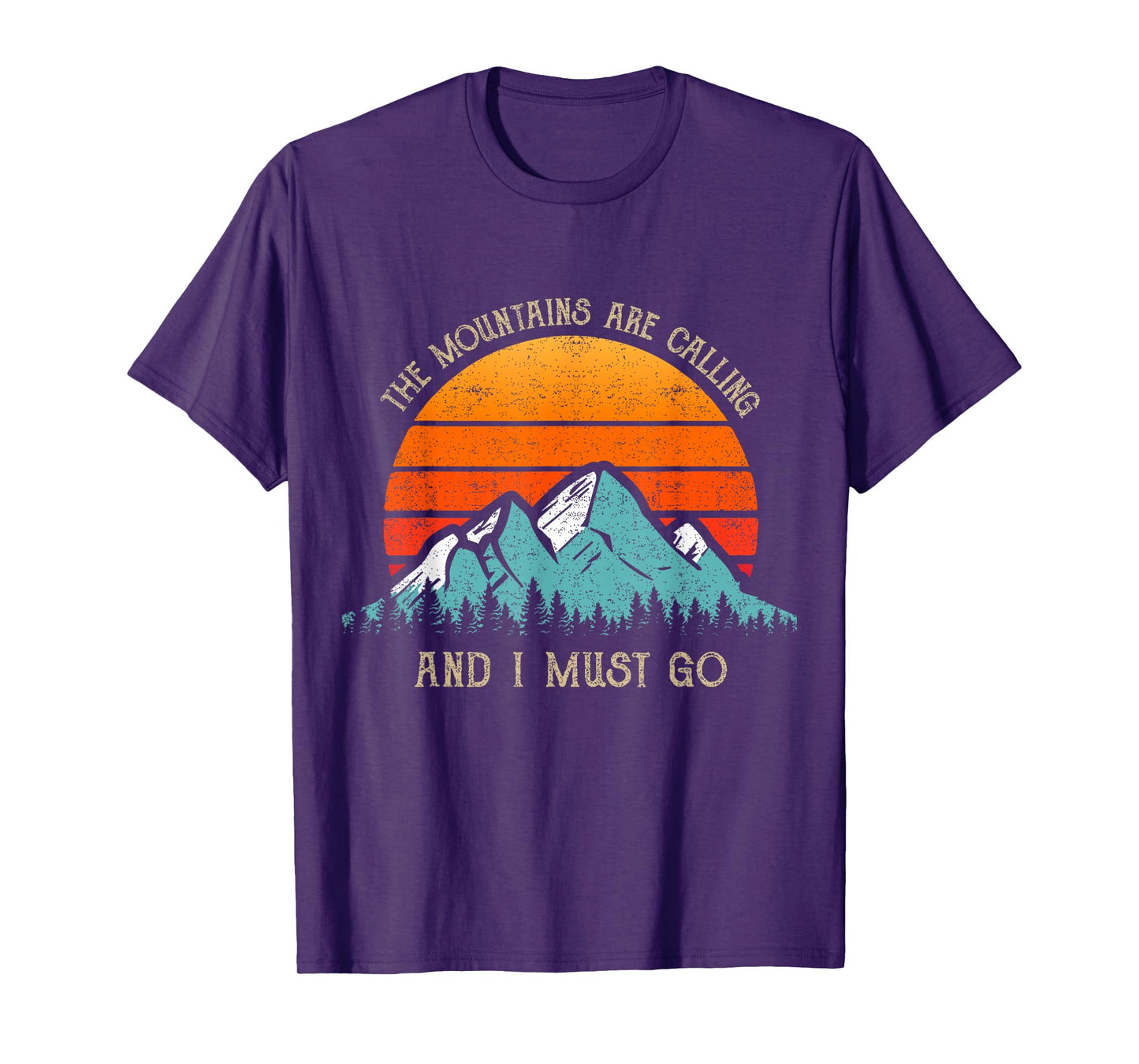 Mountains Are Calling & I Must Go 70s 80s Sun Vintage Retro T-Shirt