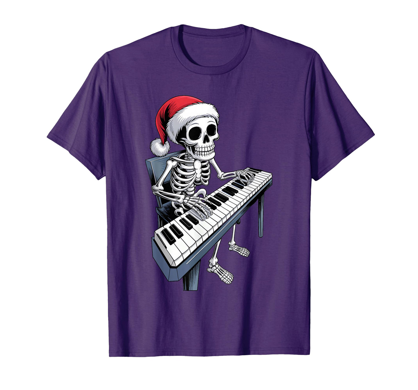 Xmas Santa Skeleton Playing Piano Funny Christmas Boys Kids T-Shirt