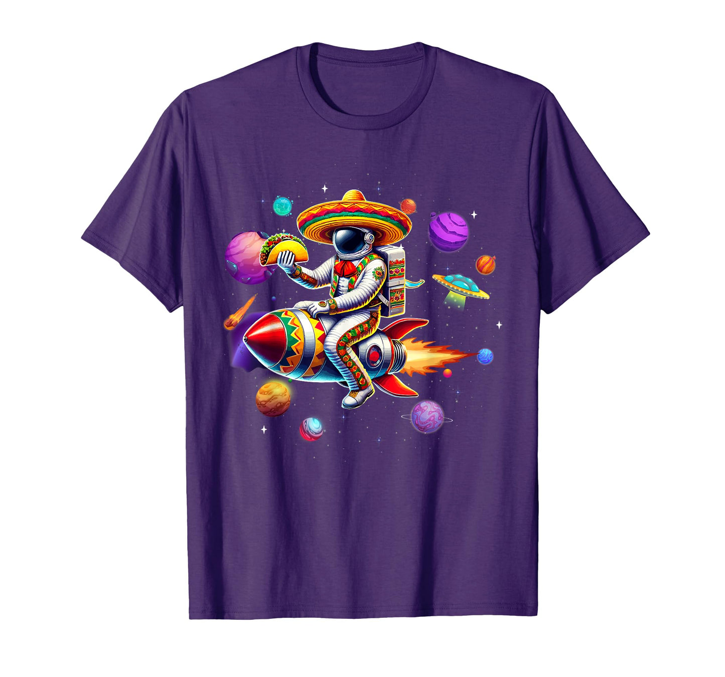 Funny Astronaut & Taco Sombrero Cinco De Mayo Mexican Fiesta T-Shirt