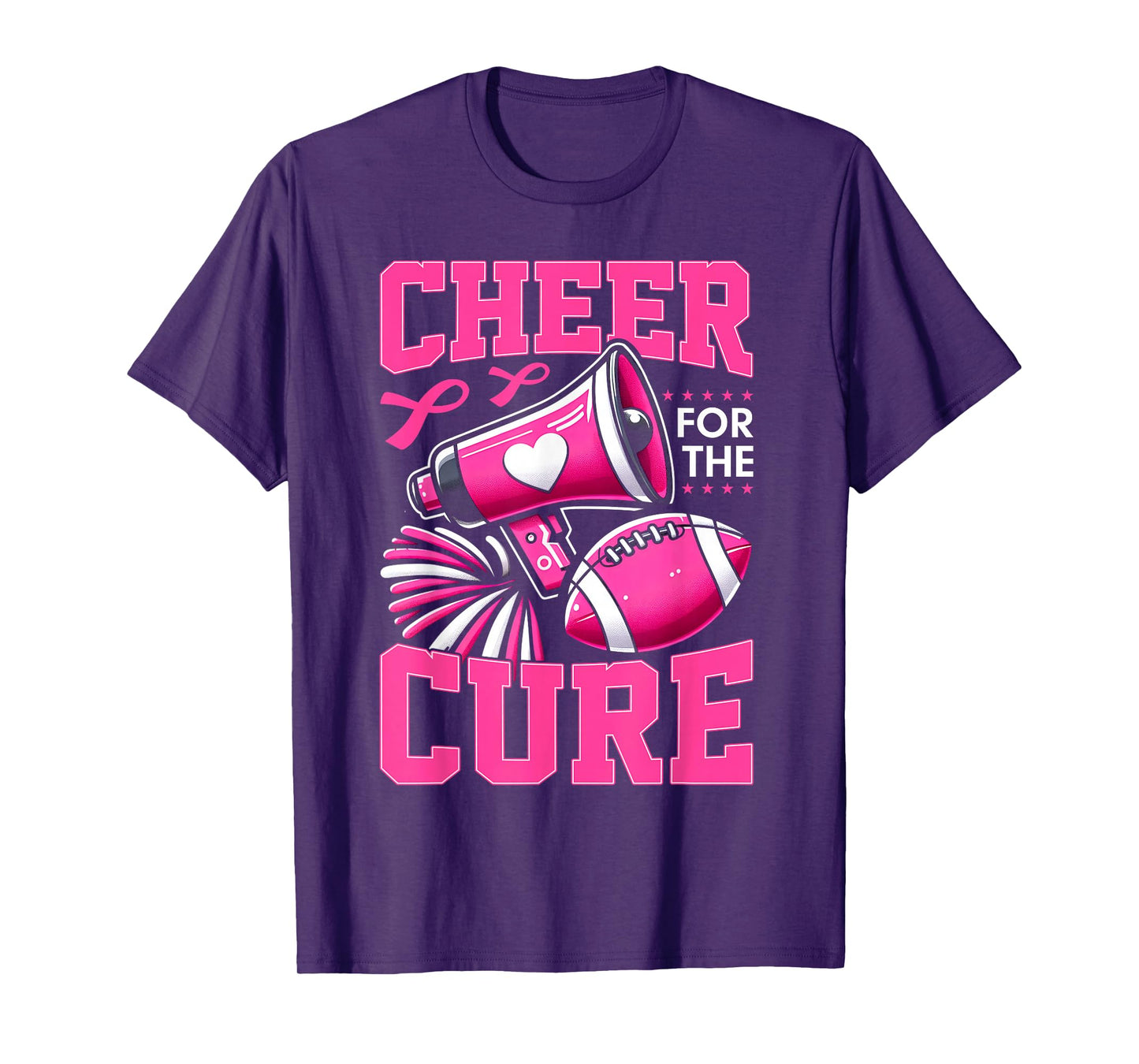 Cheer For The Cure Breast Cancer Awareness Cheerleader Funny T-Shirt