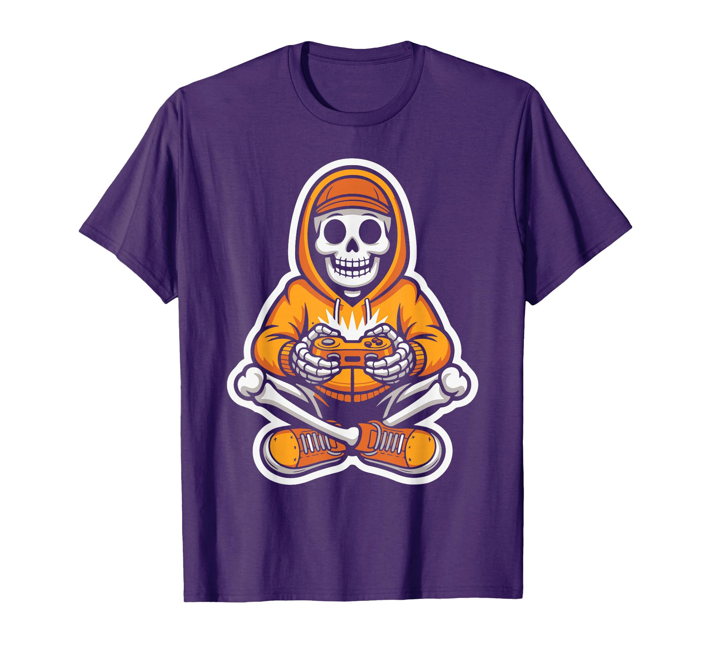 Halloween Skeleton Gamer Playing Video Games Spooky Style T-Shirt