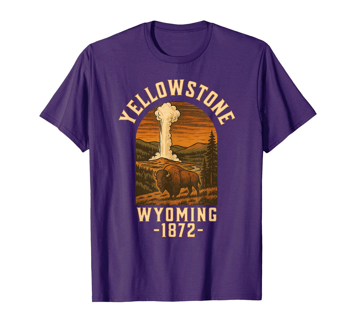Retro Yellowstone Bison Poster National Park Travel Art T-Shirt